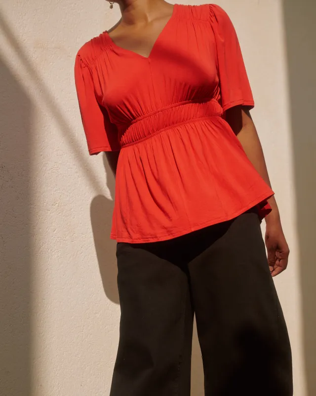 Flora Liquid Jersey Top - Lipstick sold by Universal Standard