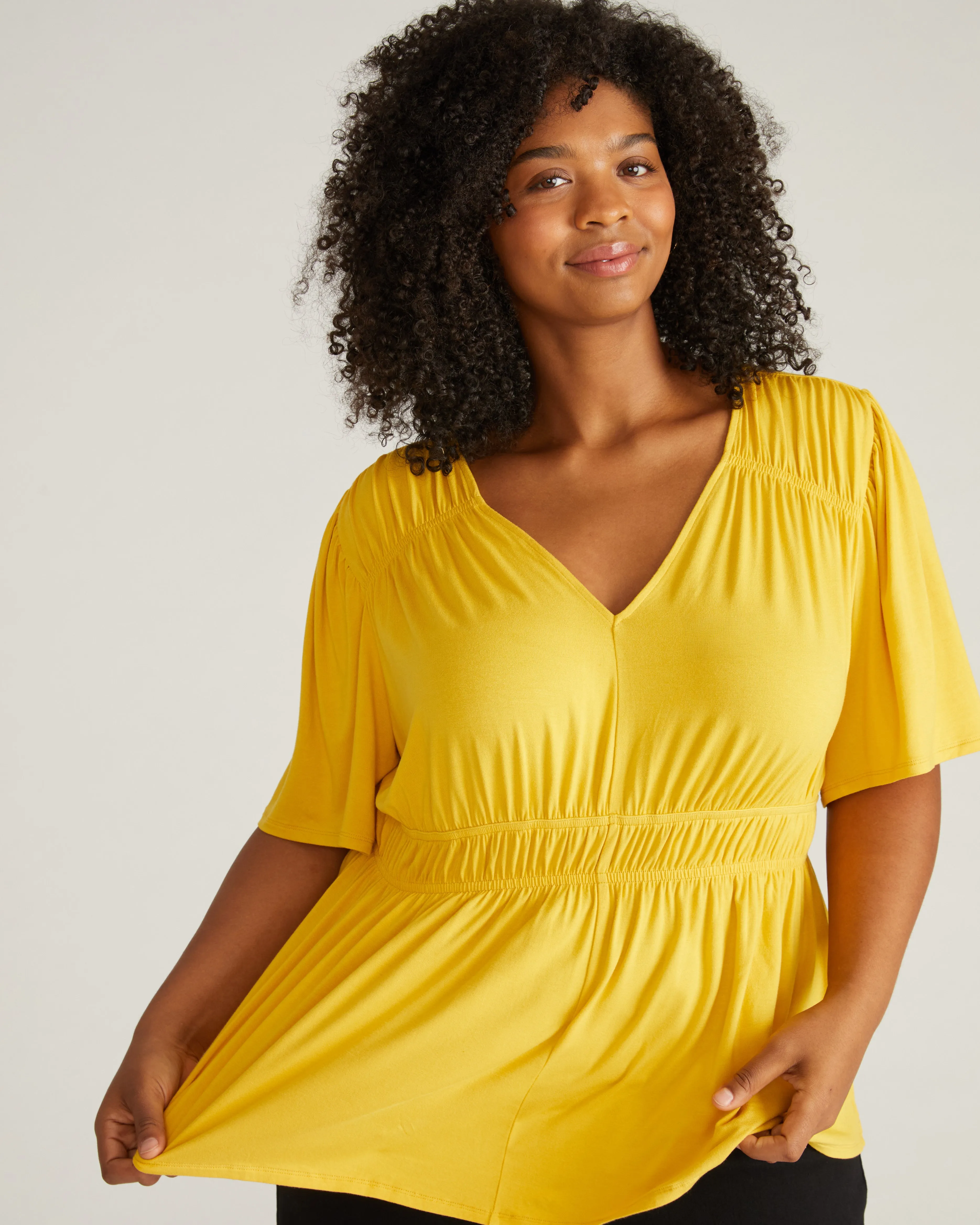 Flora Liquid Jersey Top - Golden Hour sold by Universal Standard