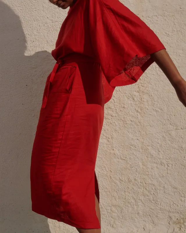 Lio Linen Dress - Ruby Red sold by Universal Standard