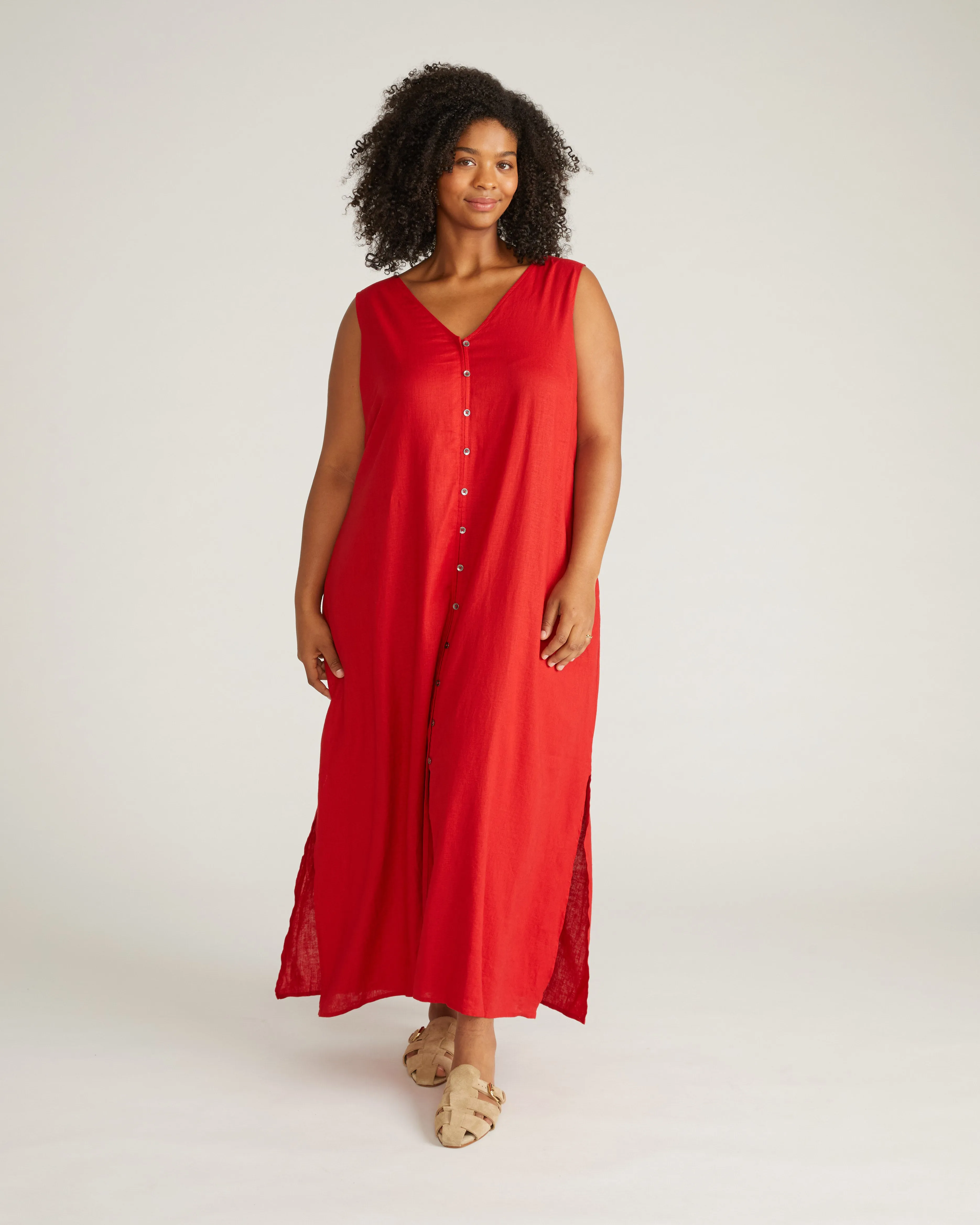 Islet Button-Down Linen Maxi Dress - Ruby Red sold by Universal Standard product image thumbnail 2