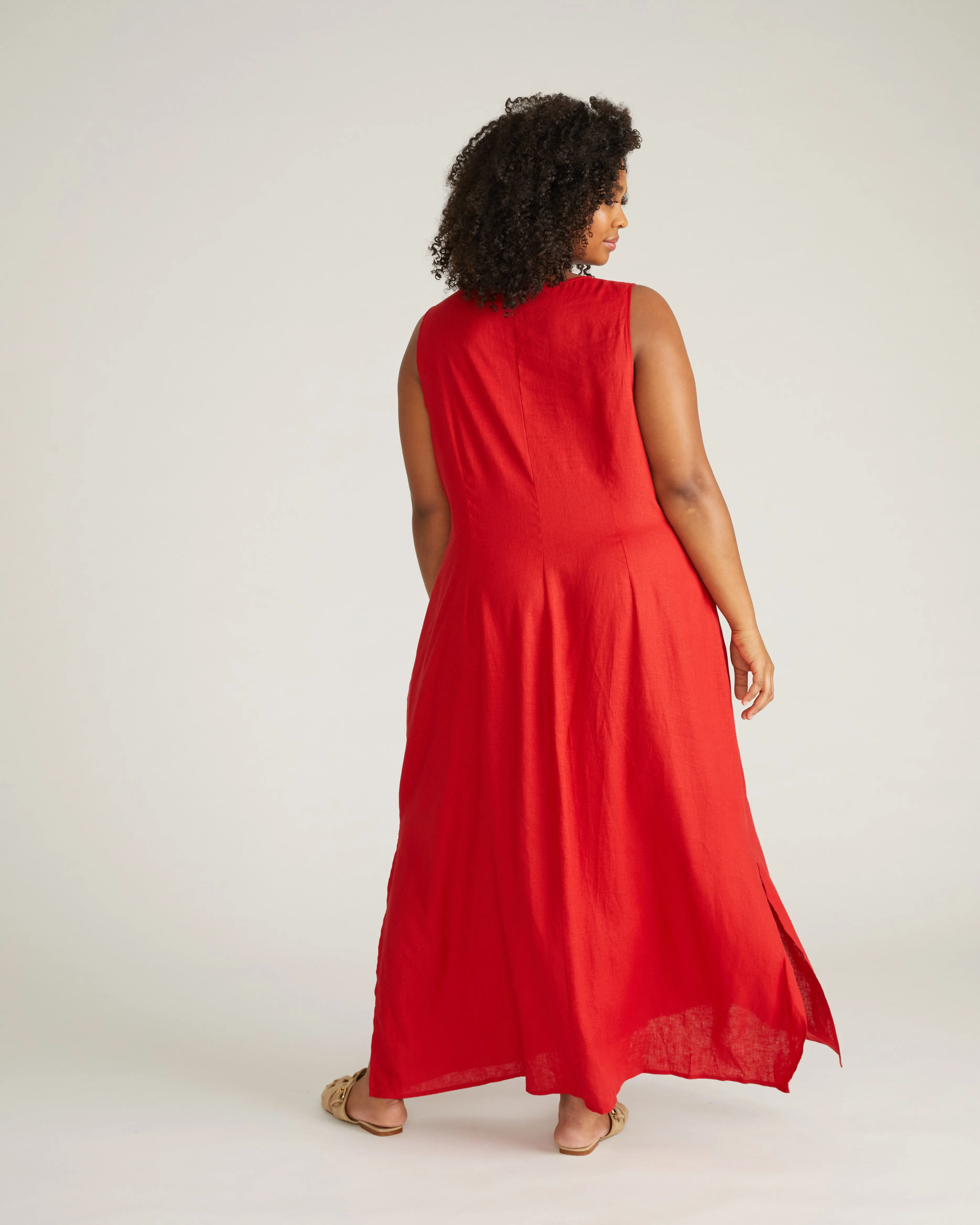 Islet Button-Down Linen Maxi Dress - Ruby Red sold by Universal Standard product image thumbnail 4