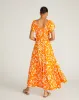 Kahlo Liquid Jersey Dress - Petal Palette Print in Arancia sold by Universal Standard