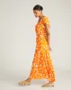 Kahlo Liquid Jersey Dress - Petal Palette Print in Arancia sold by Universal Standard