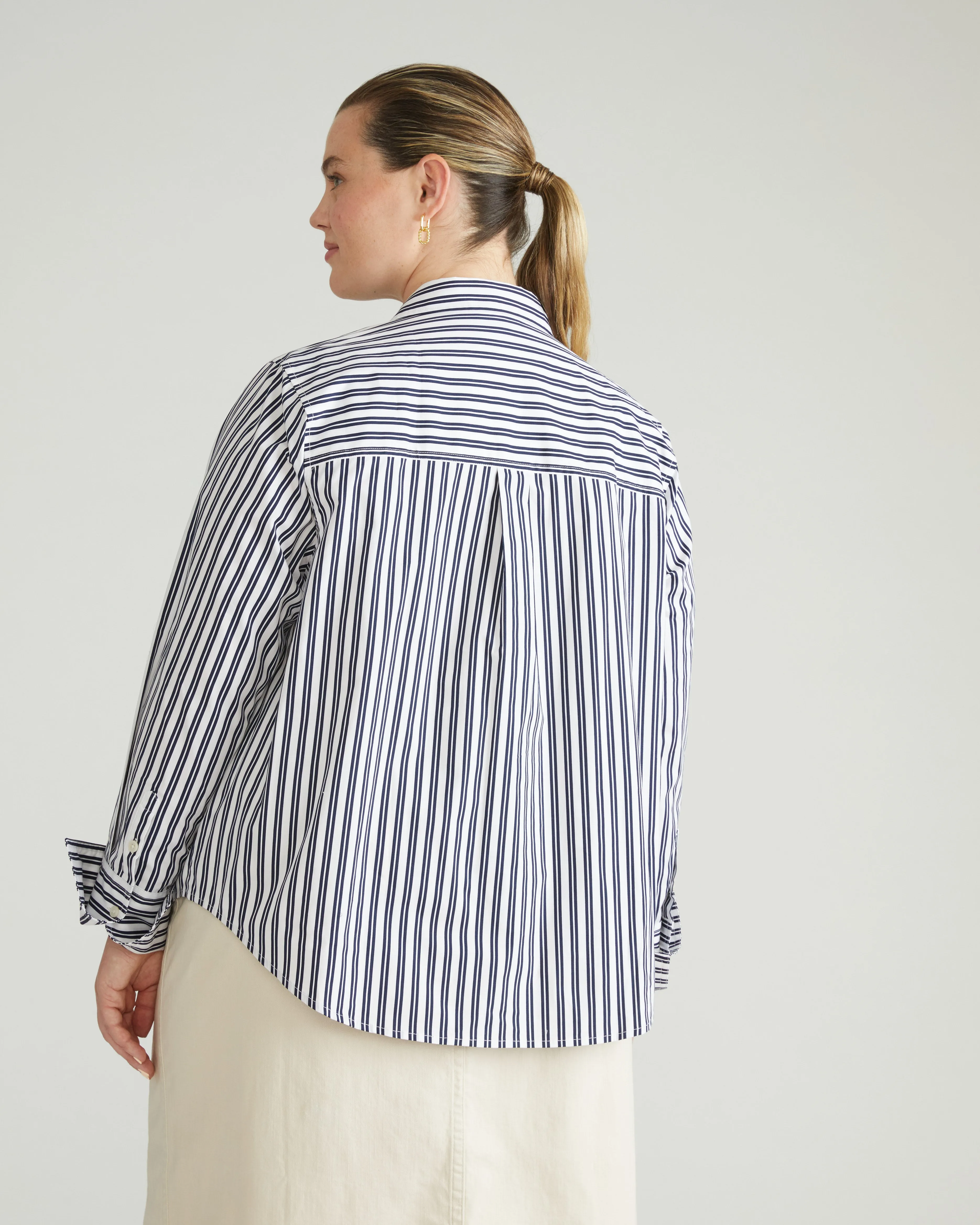 Henning x US Madison Shirt - White/Navy Multi Stripe sold by Universal Standard product image thumbnail 4