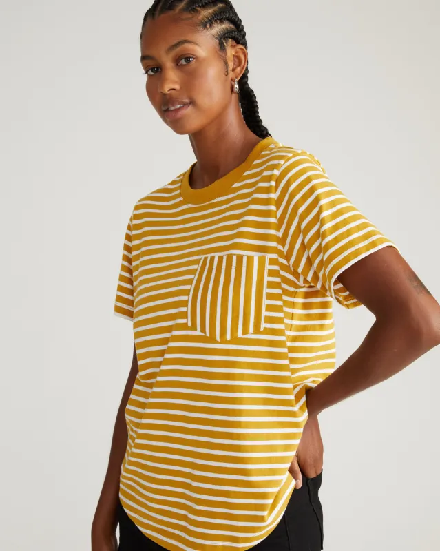 Breton Stripe Garcon Tee - Yellow Ochre/Cream Stripe sold by Universal Standard