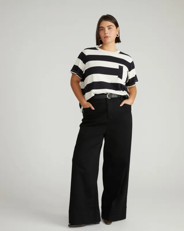 Breton Stripe Garcon Tee - Ecru/Black Rugby Stripe sold by Universal Standard