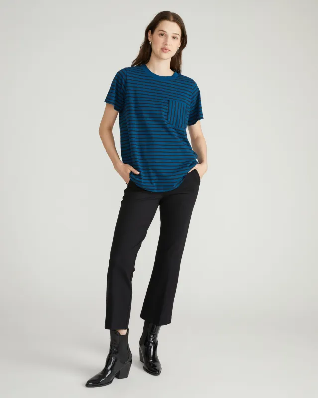 Breton Stripe Garcon Tee - Deep Teal/Black Stripe sold by Universal Standard