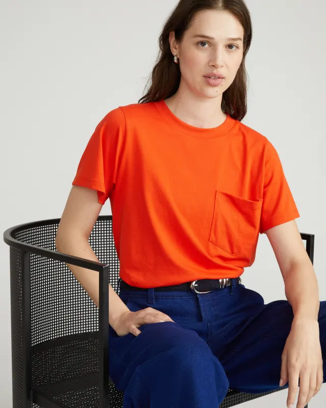 Breton Stripe Garcon Tee - Solid Poppy sold by Universal Standard