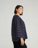 Montauk Breton Stripe Bell Sleeve Top - Navy Pinstripe sold by Universal Standard