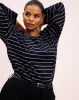 Montauk Breton Stripe Bell Sleeve Top - Navy Pinstripe sold by Universal Standard