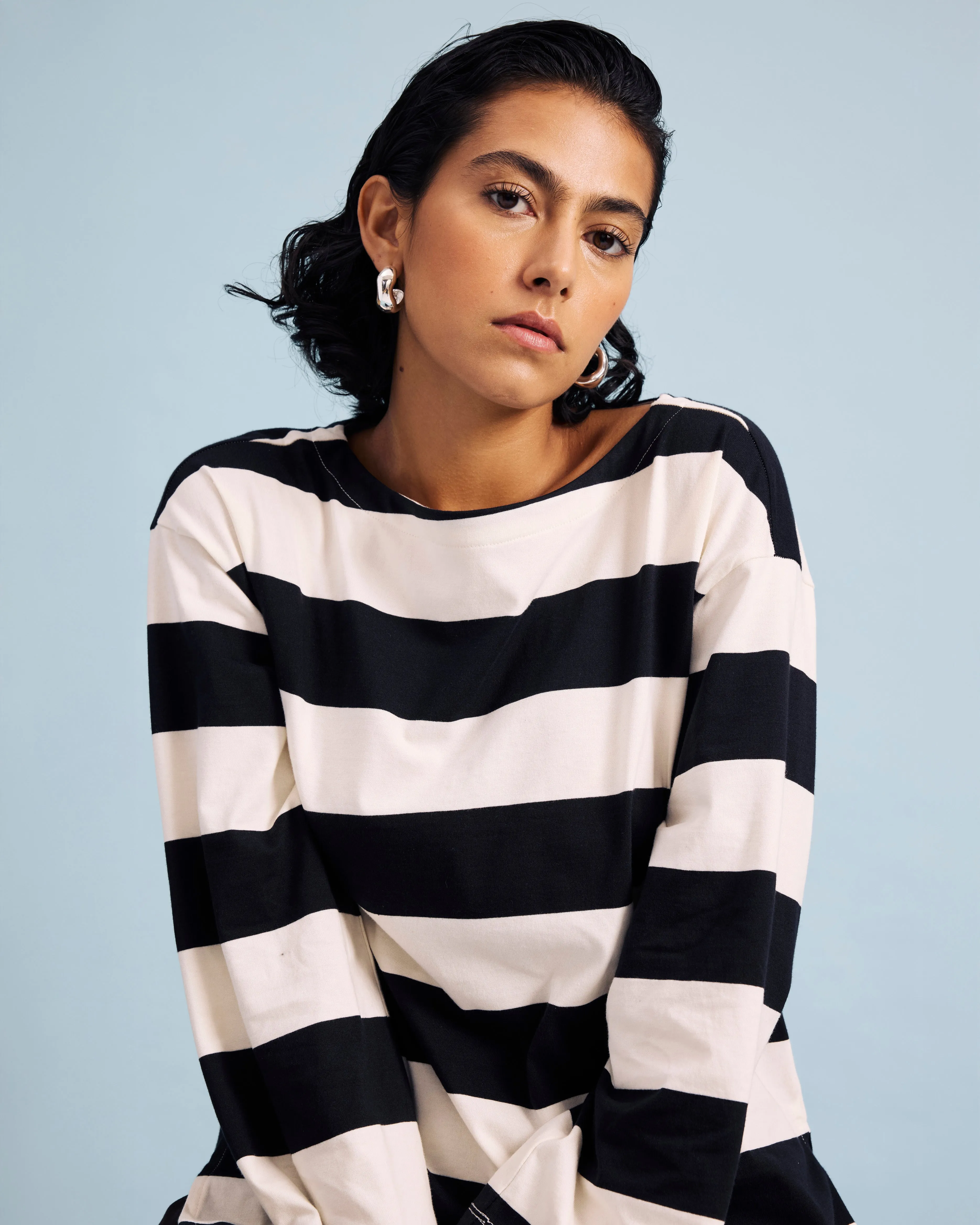 Montauk Breton Stripe Bell Sleeve Top - Ecru/Black Rugby Stripe sold by Universal Standard product image thumbnail 2