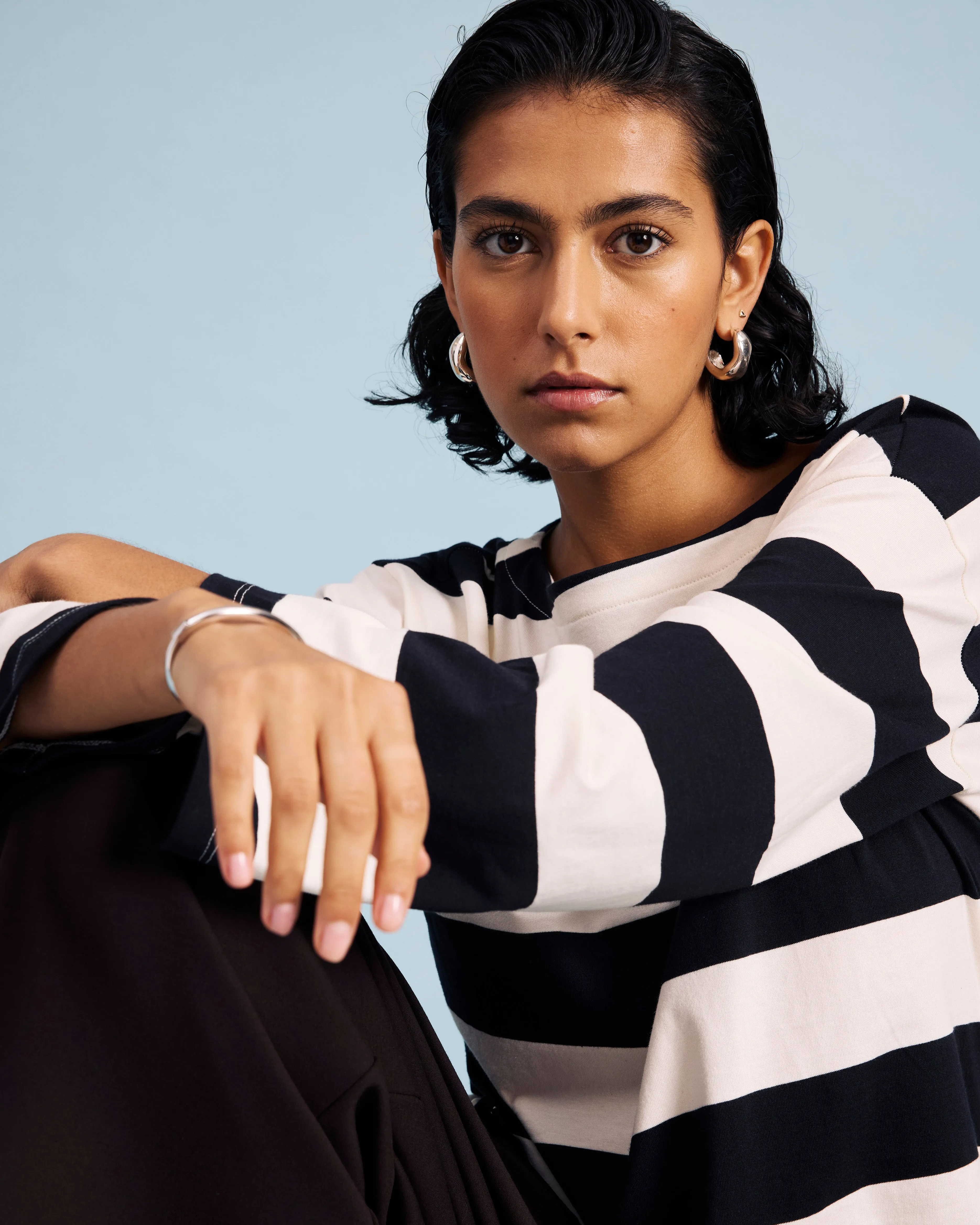 Montauk Breton Stripe Bell Sleeve Top - Ecru/Black Rugby Stripe sold by Universal Standard product image thumbnail 4