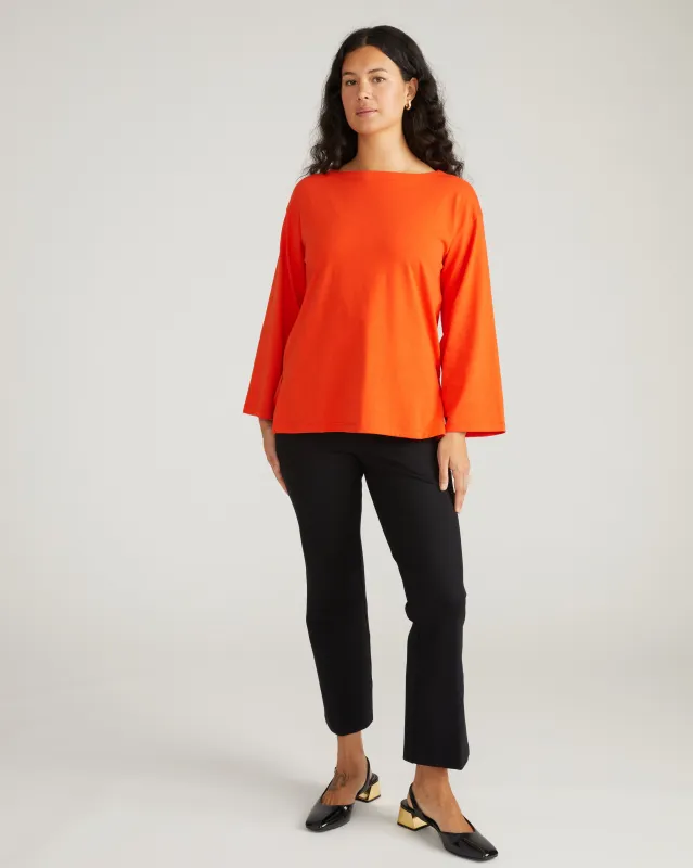Montauk Breton Stripe Bell Sleeve Top - Solid Poppy sold by Universal Standard