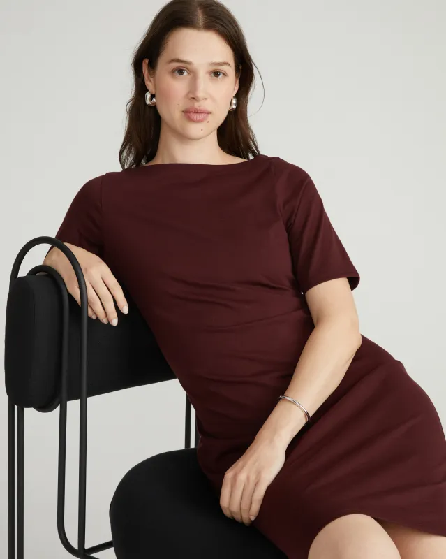 Belle Breton Stripe Jersey Dress - Solid Black Cherry sold by Universal Standard