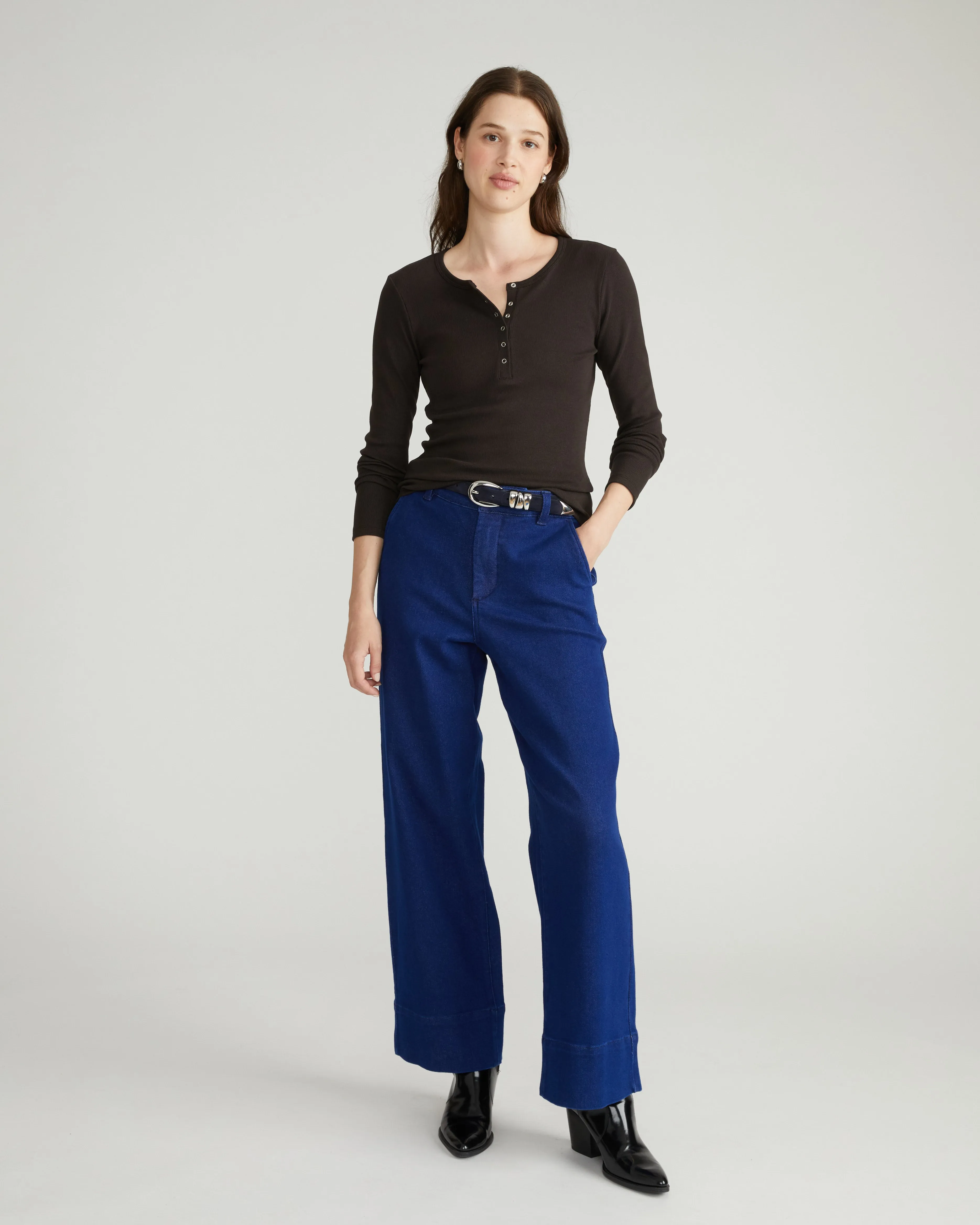 Henley Long Sleeve Ribbed Tee - Espresso sold by Universal Standard