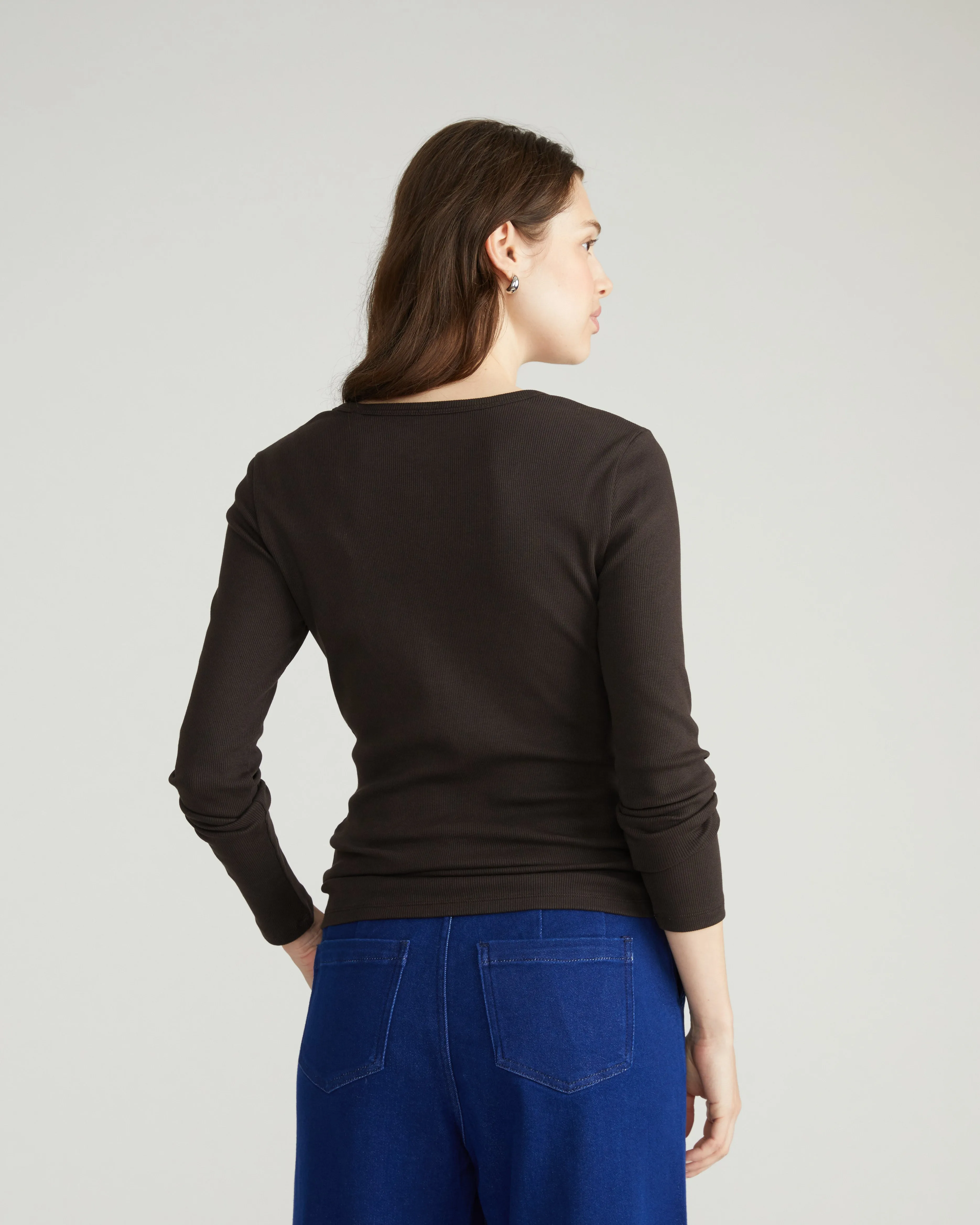 Henley Long Sleeve Ribbed Tee - Espresso sold by Universal Standard product image thumbnail 3