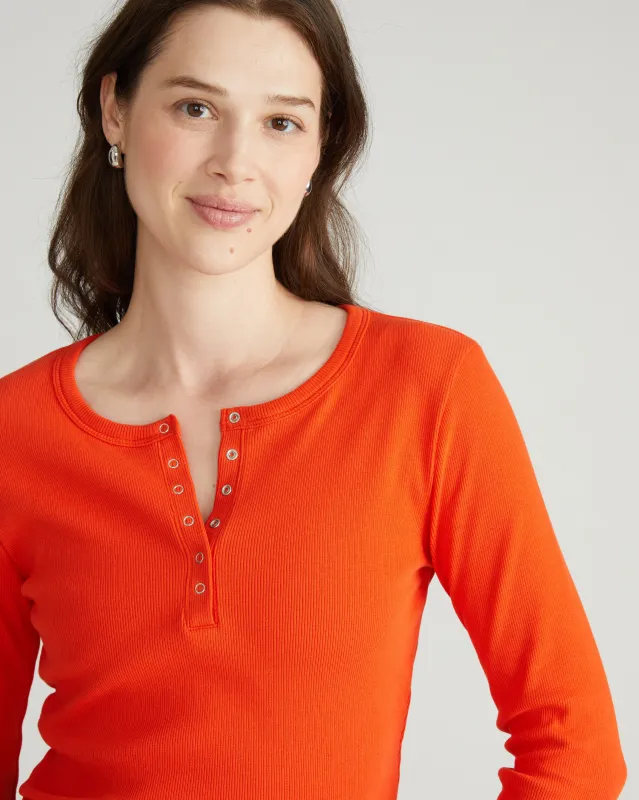 Henley Long Sleeve Ribbed Tee - Poppy sold by Universal Standard