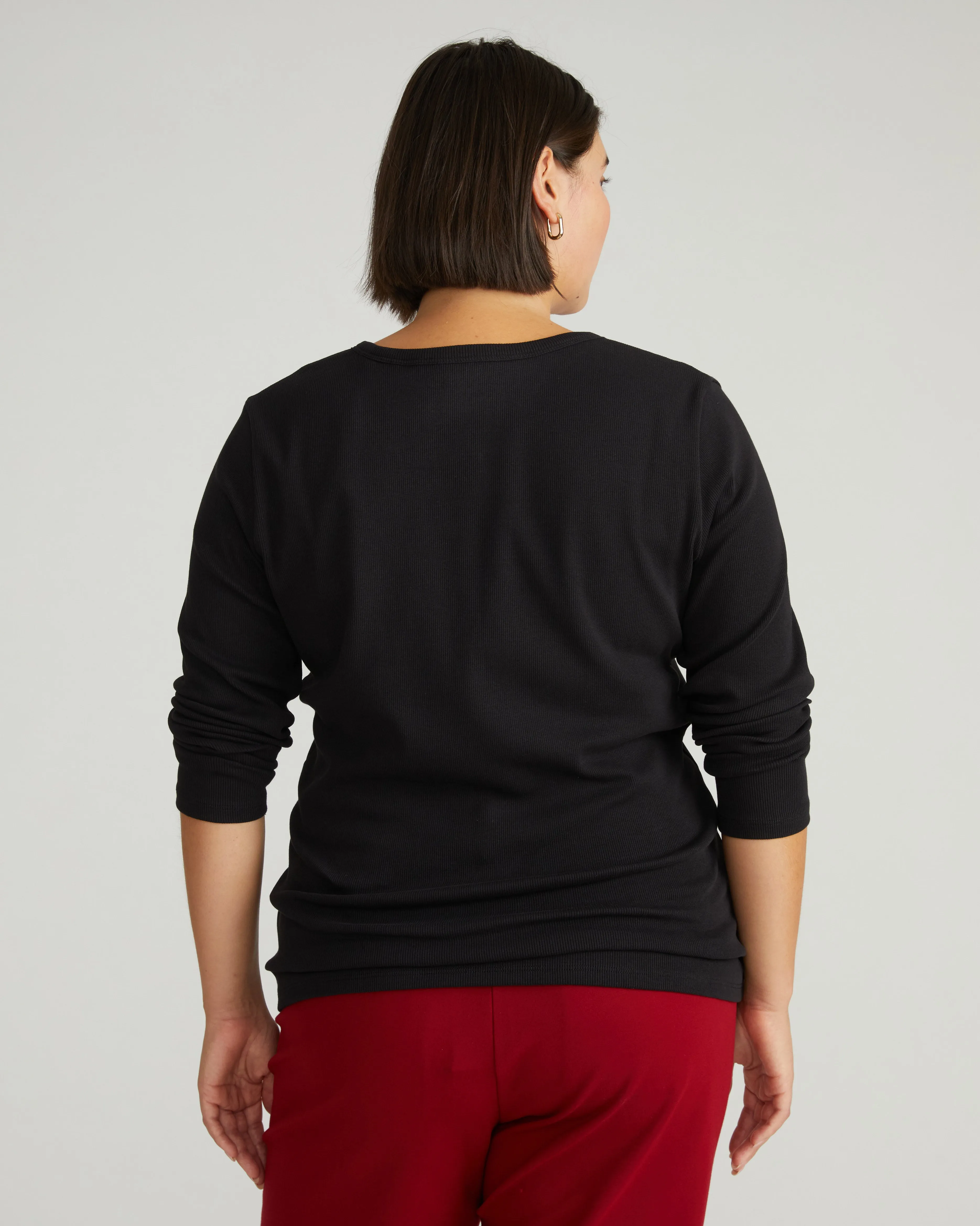 Henley Long Sleeve Ribbed Tee - Black sold by Universal Standard product image thumbnail 3