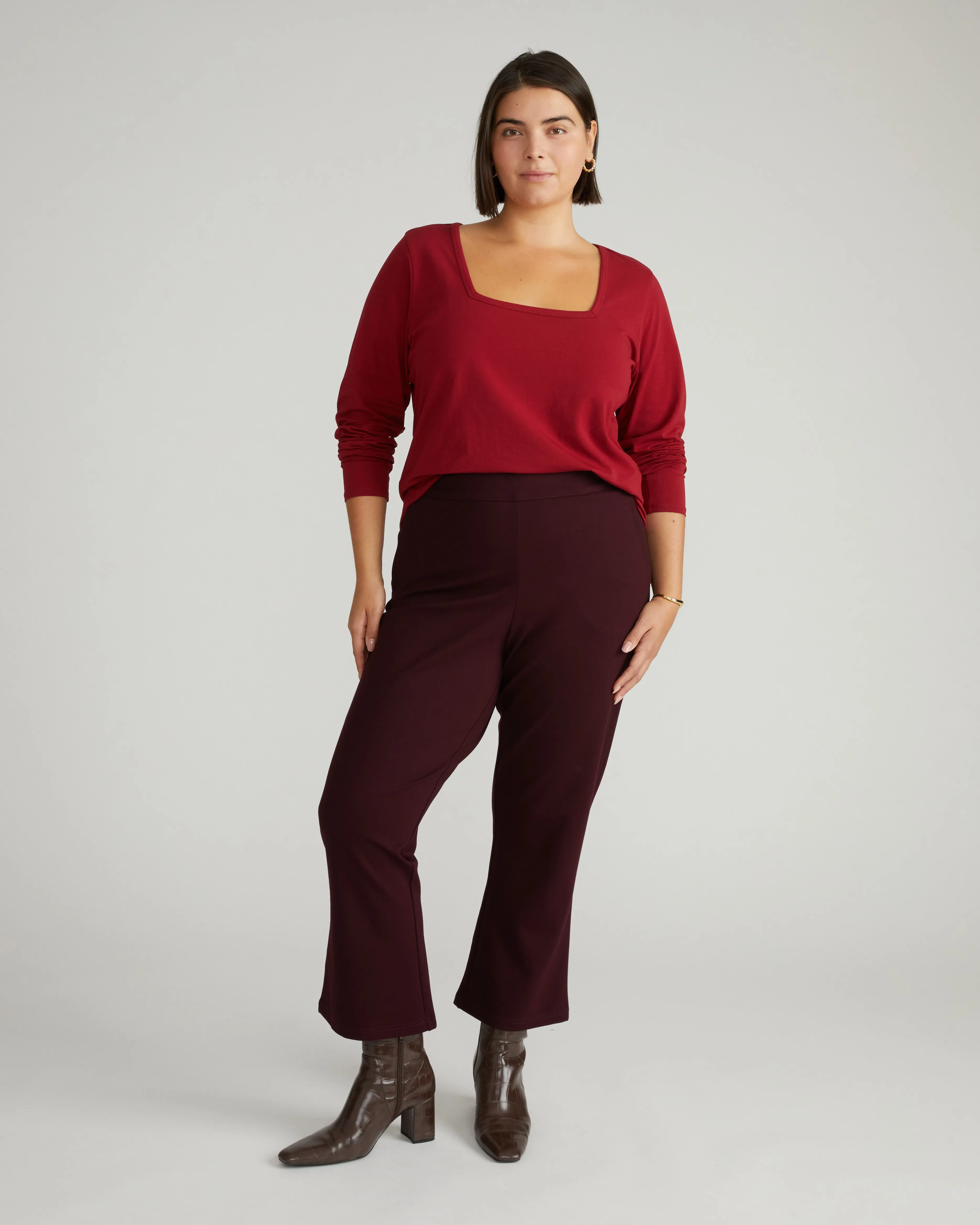 Long Sleeve Square Neck Tee - Garnet sold by Universal Standard