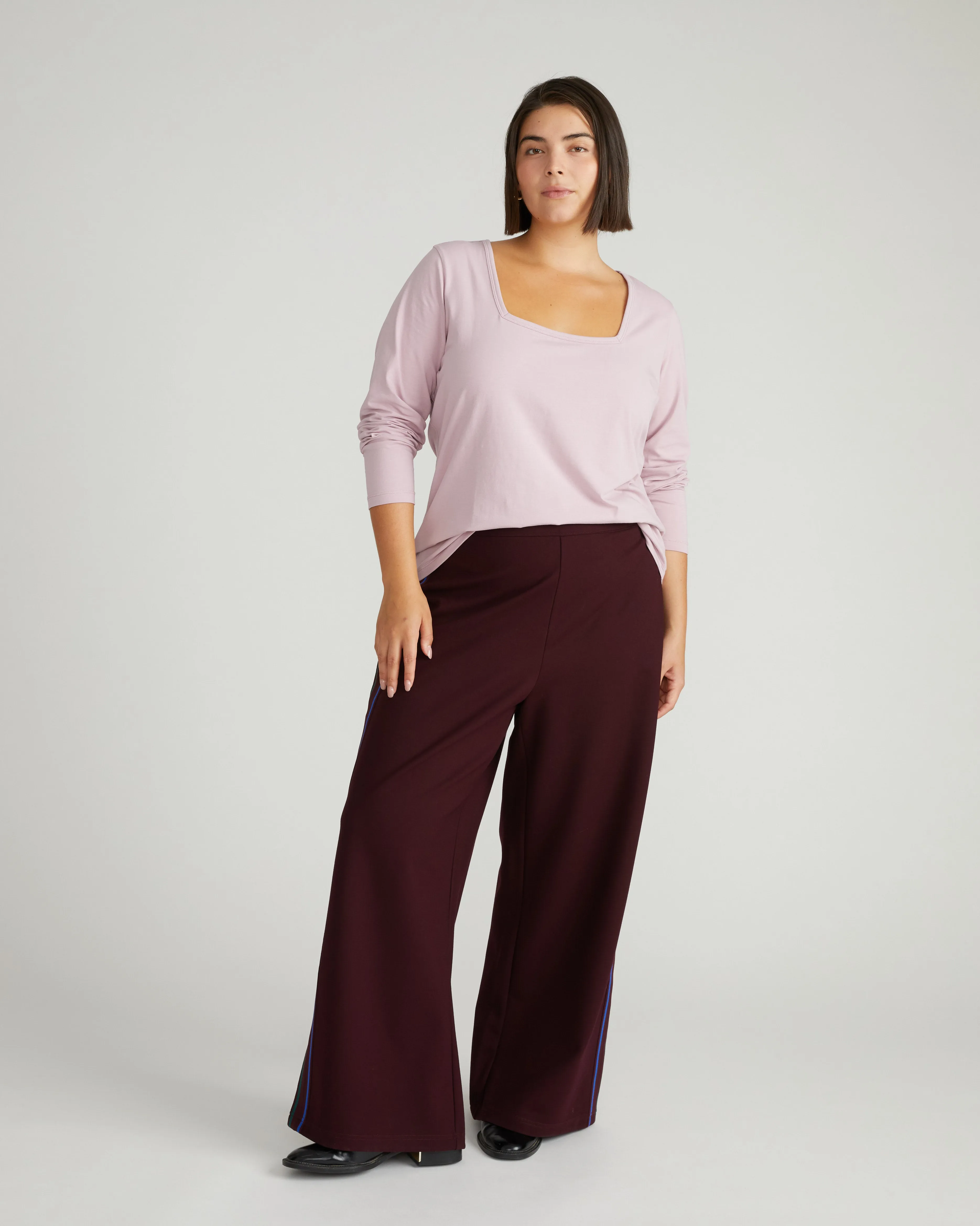 Long Sleeve Square Neck Tee - Pale Mauve sold by Universal Standard
