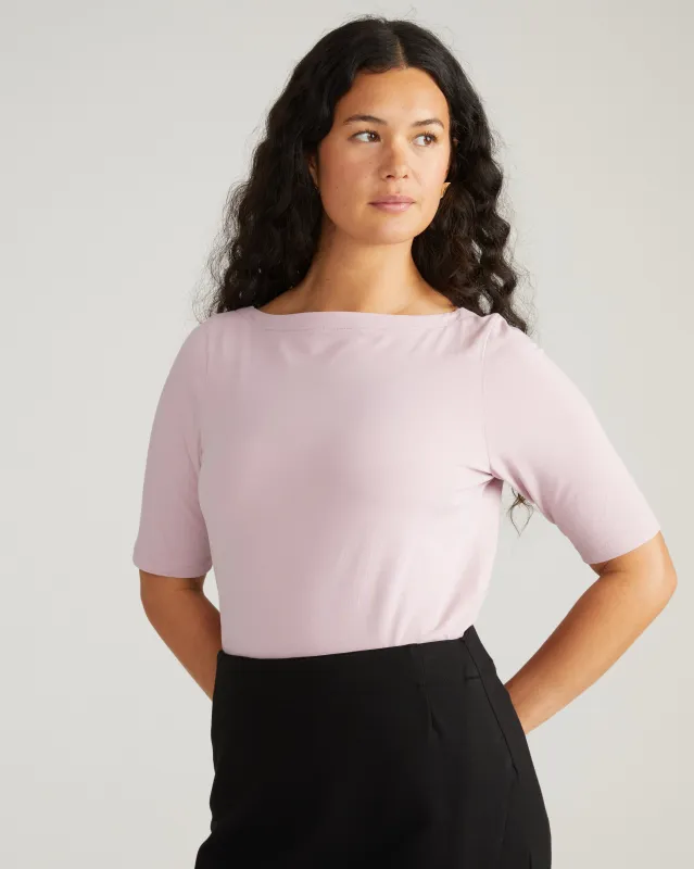 Bella Boatneck Tee - Pale Mauve sold by Universal Standard