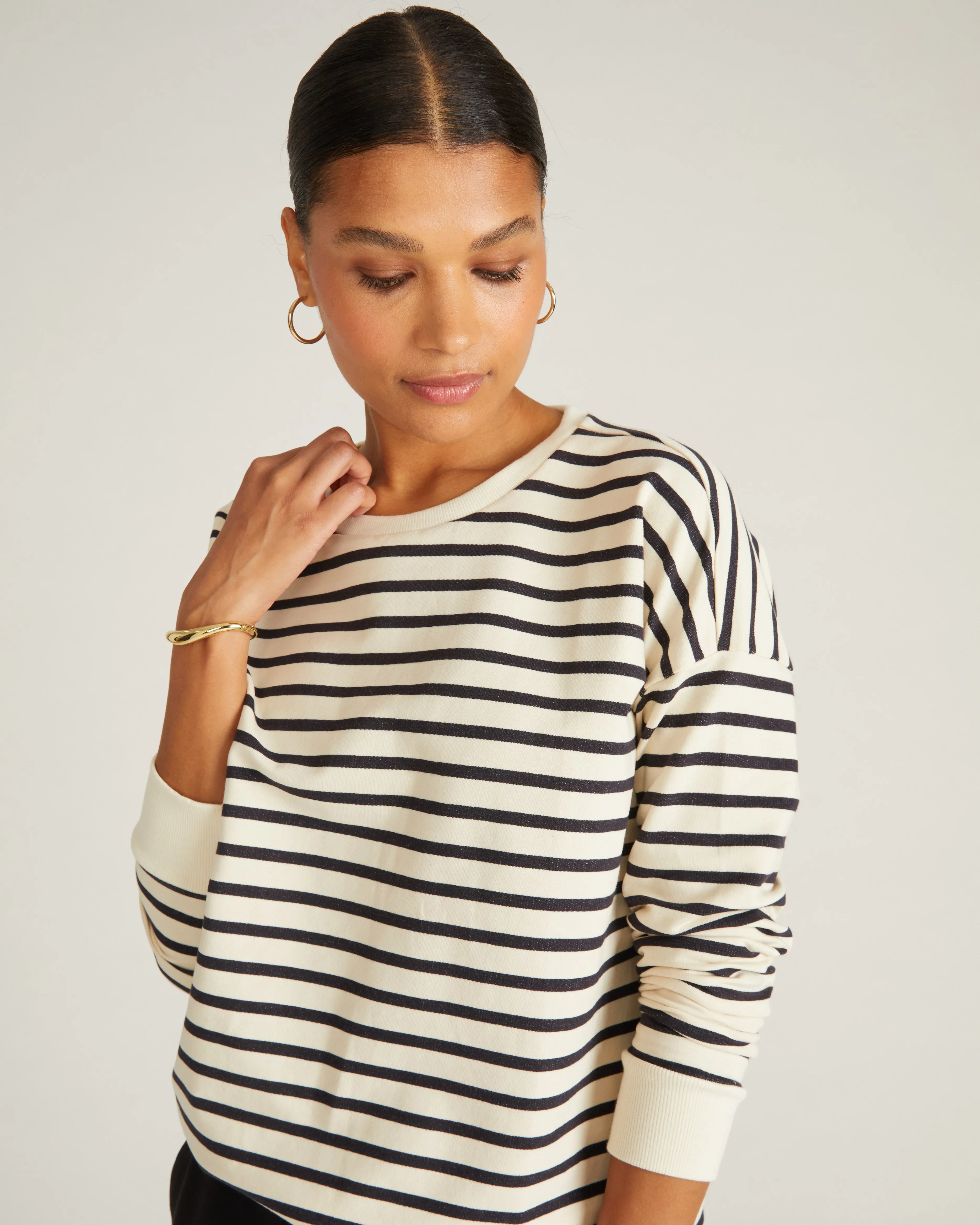 Lauren Classic Sweatshirt - Ecru/Black Stripe sold by Universal Standard product image thumbnail 2