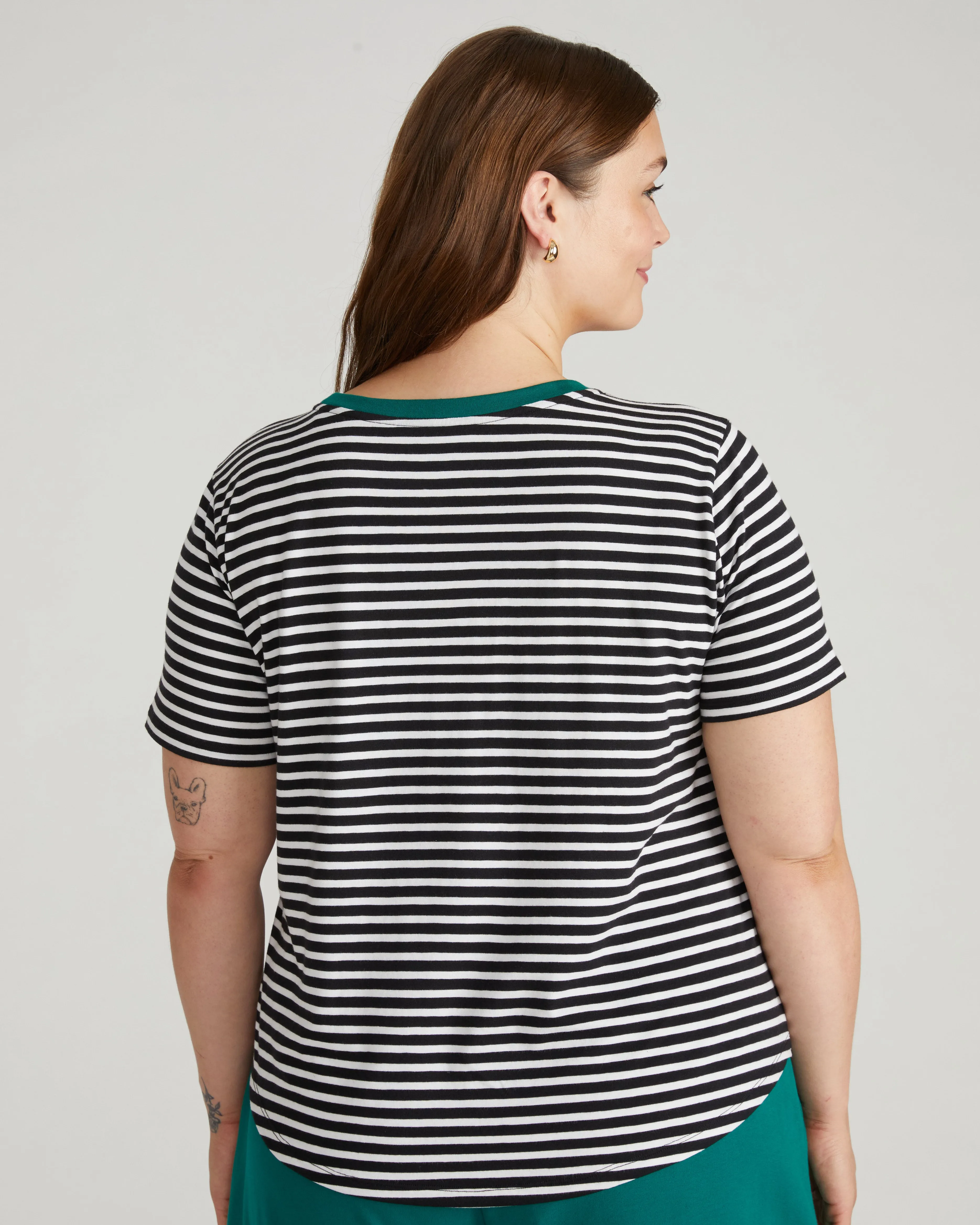 Tee Rex - Black/White Stripe with Aventurine Trim sold by Universal Standard product image thumbnail 3