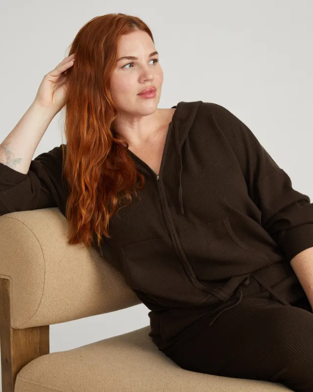 Knitted Mila Zip Hoodie - Espresso sold by Universal Standard
