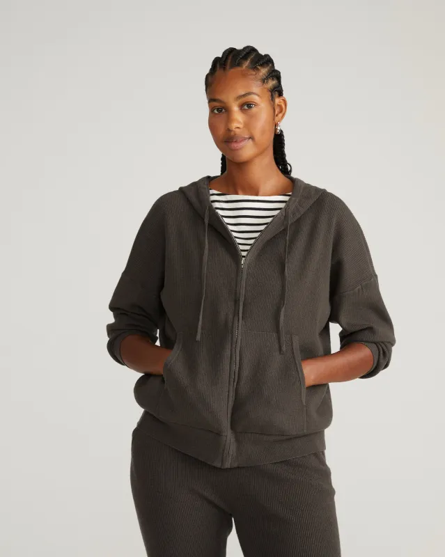 Knitted Mila Zip Hoodie - Graphite sold by Universal Standard