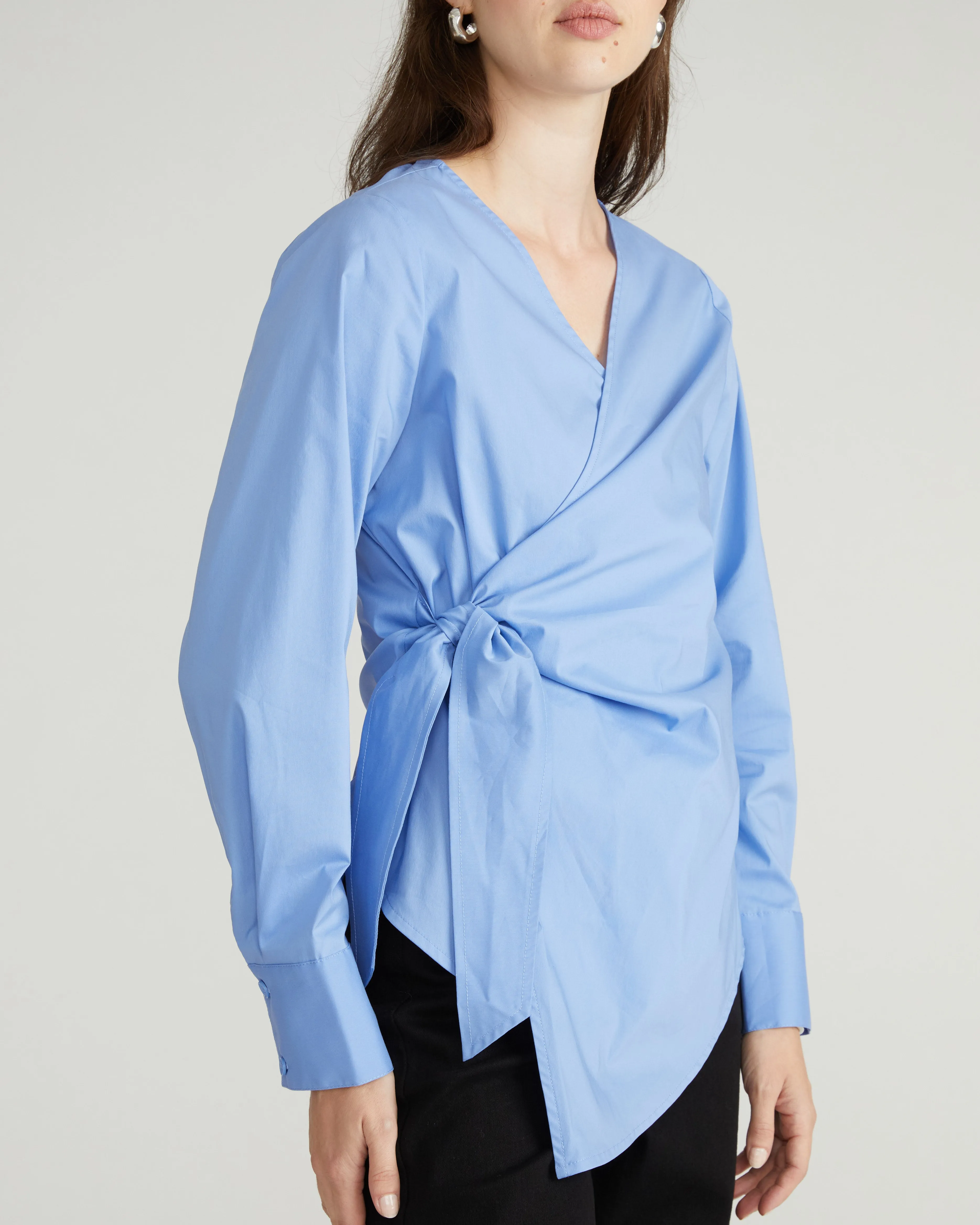 Beacon Stretch Poplin Wrap Shirt - Soft Blue sold by Universal Standard product image thumbnail 3
