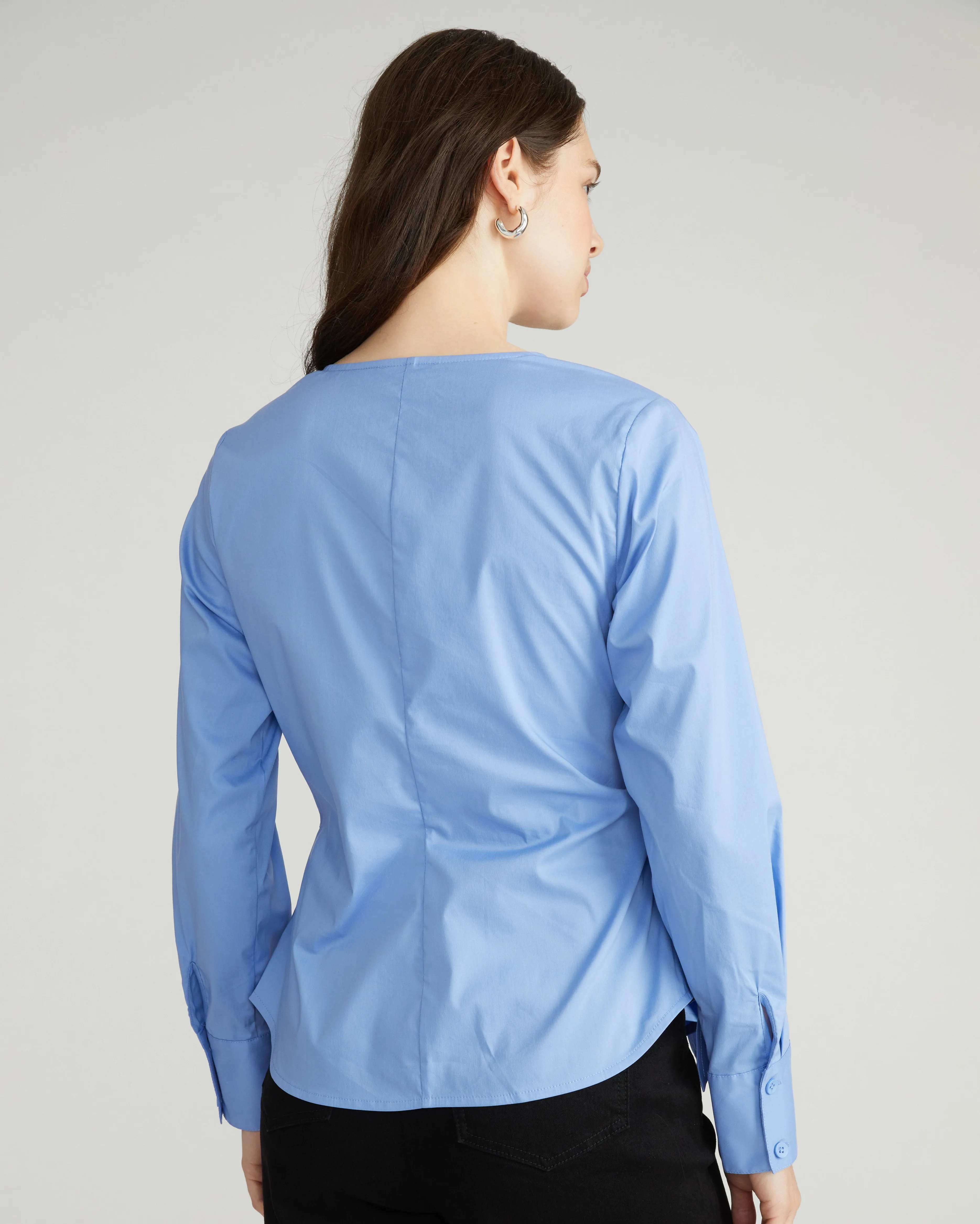 Beacon Stretch Poplin Wrap Shirt - Soft Blue sold by Universal Standard product image thumbnail 4
