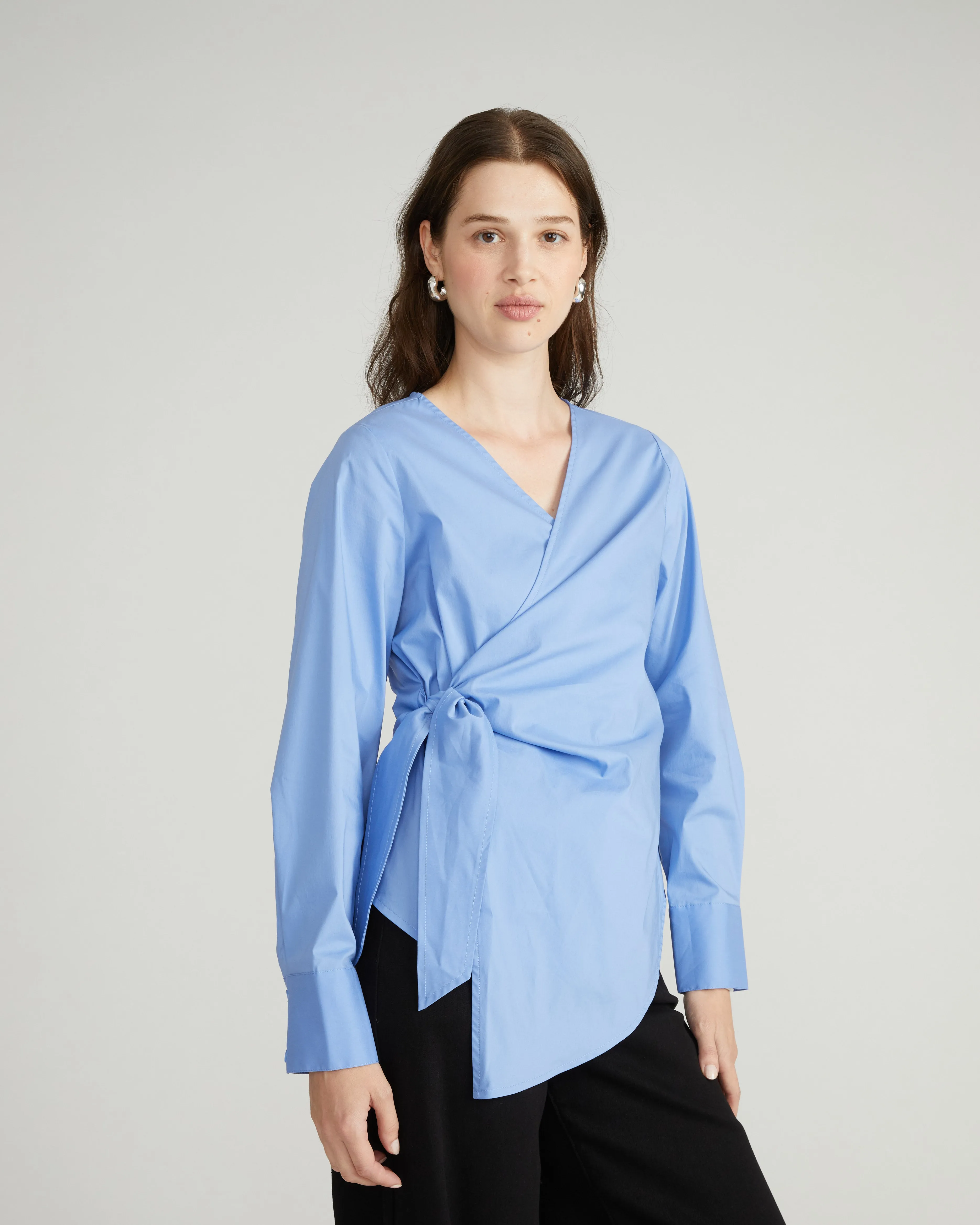Beacon Stretch Poplin Wrap Shirt - Soft Blue sold by Universal Standard product image thumbnail 2
