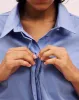 Elbe Stretch Poplin Short Sleeve Shirt - Soft Blue sold by Universal Standard