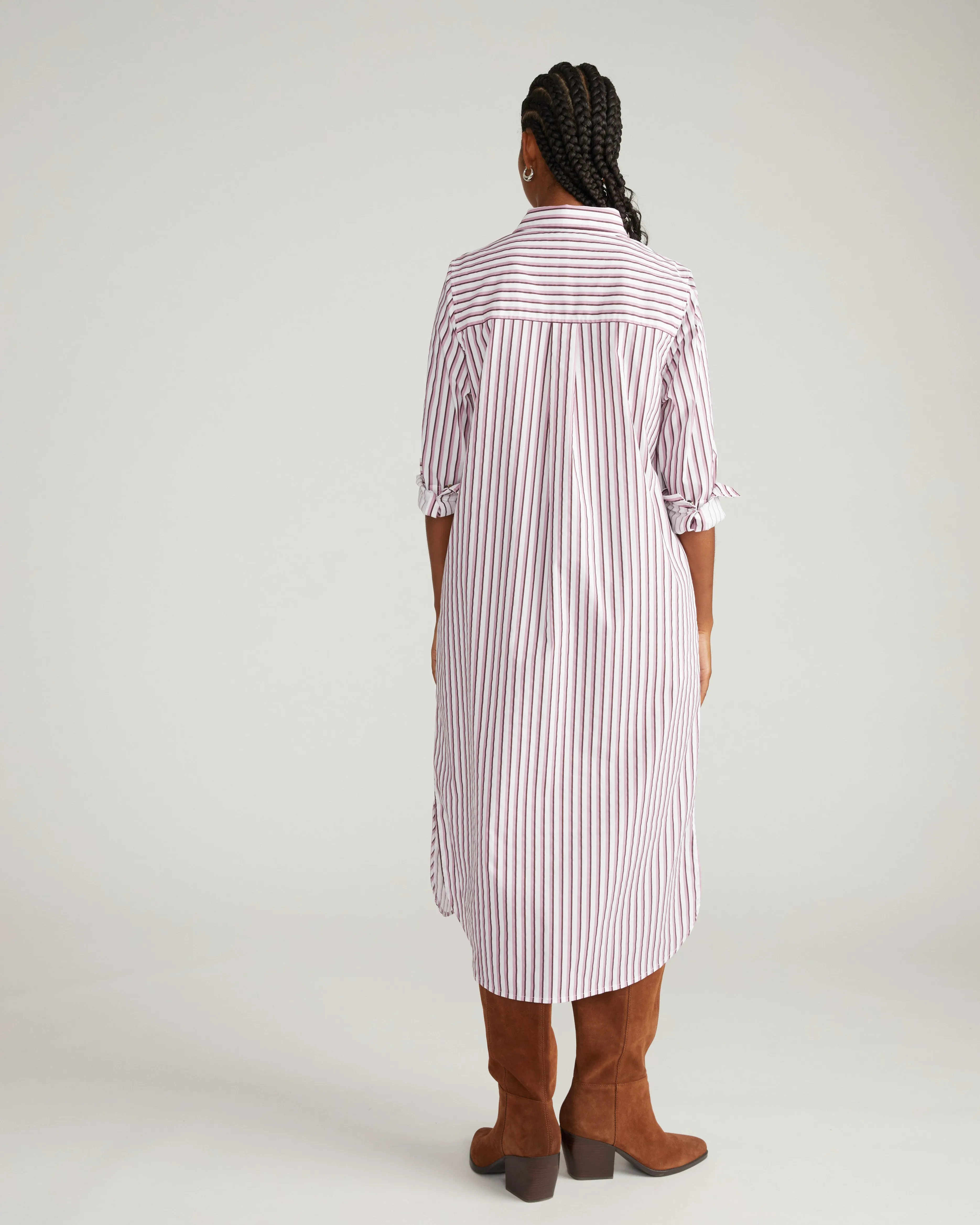 Odeon Stretch Poplin Shirtdress - Lilac Multi Stripe sold by Universal Standard product image thumbnail 3