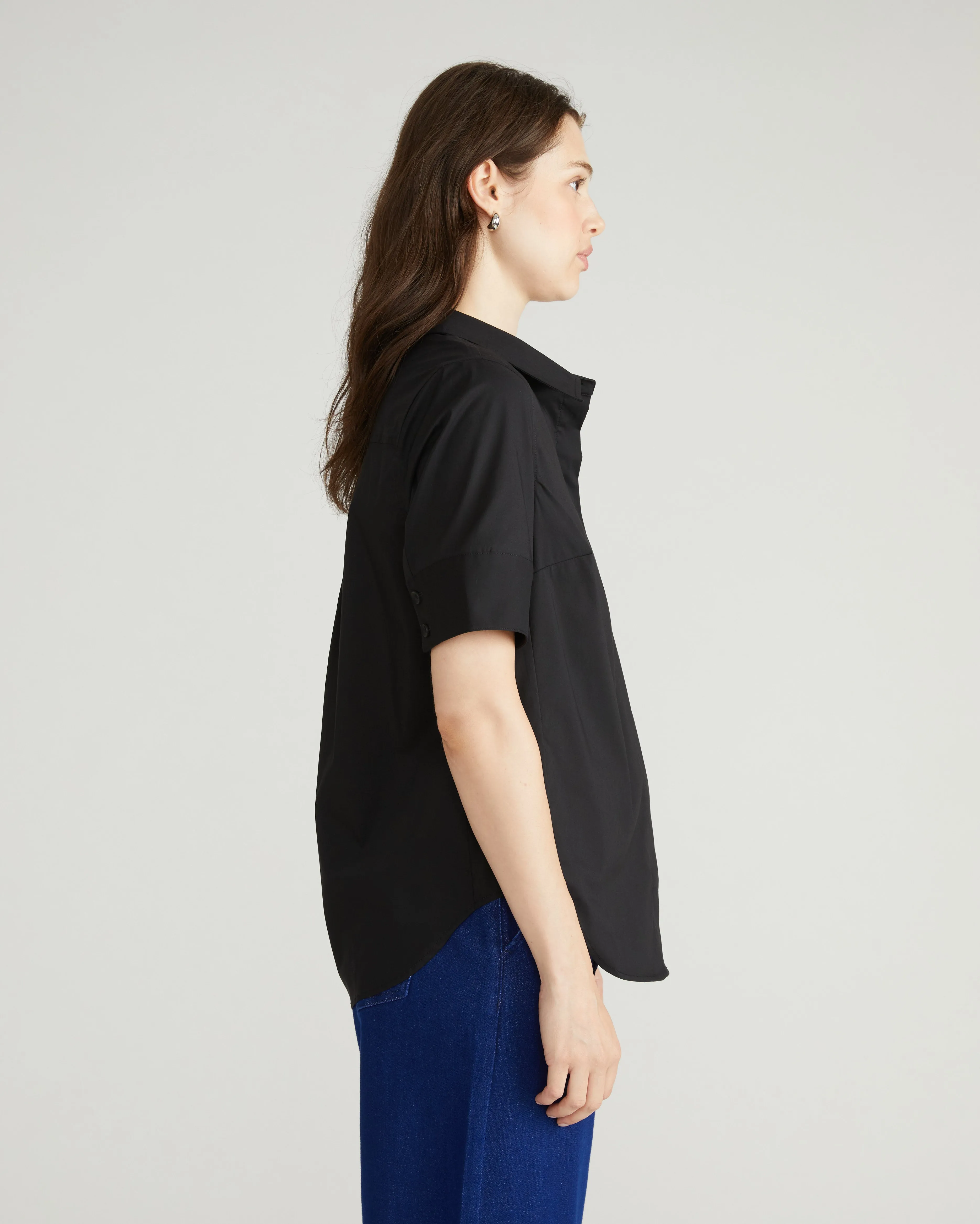 Elbe Stretch Poplin Short Sleeve Shirt - Black sold by Universal Standard product image thumbnail 2
