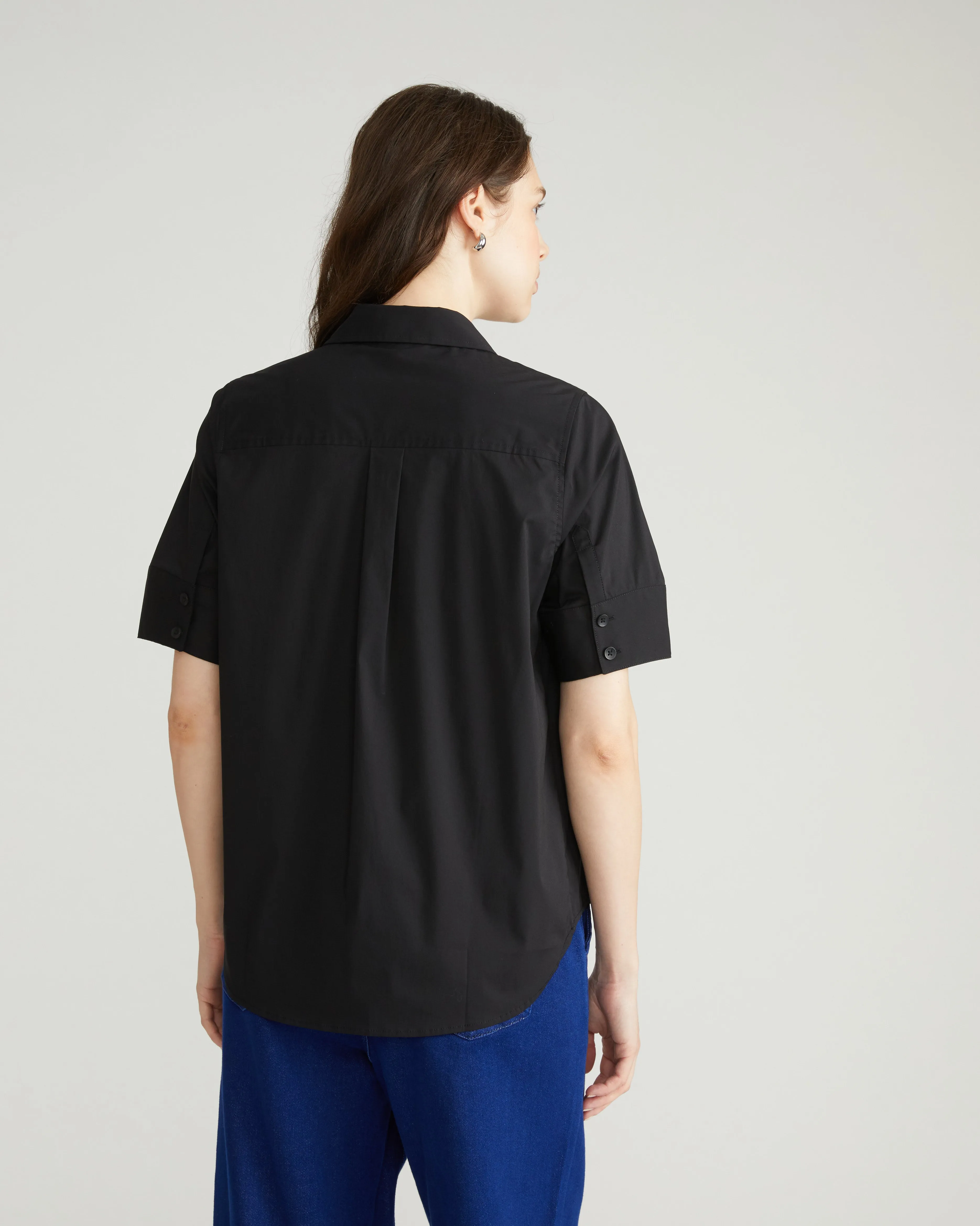 Elbe Stretch Poplin Short Sleeve Shirt - Black sold by Universal Standard product image thumbnail 3