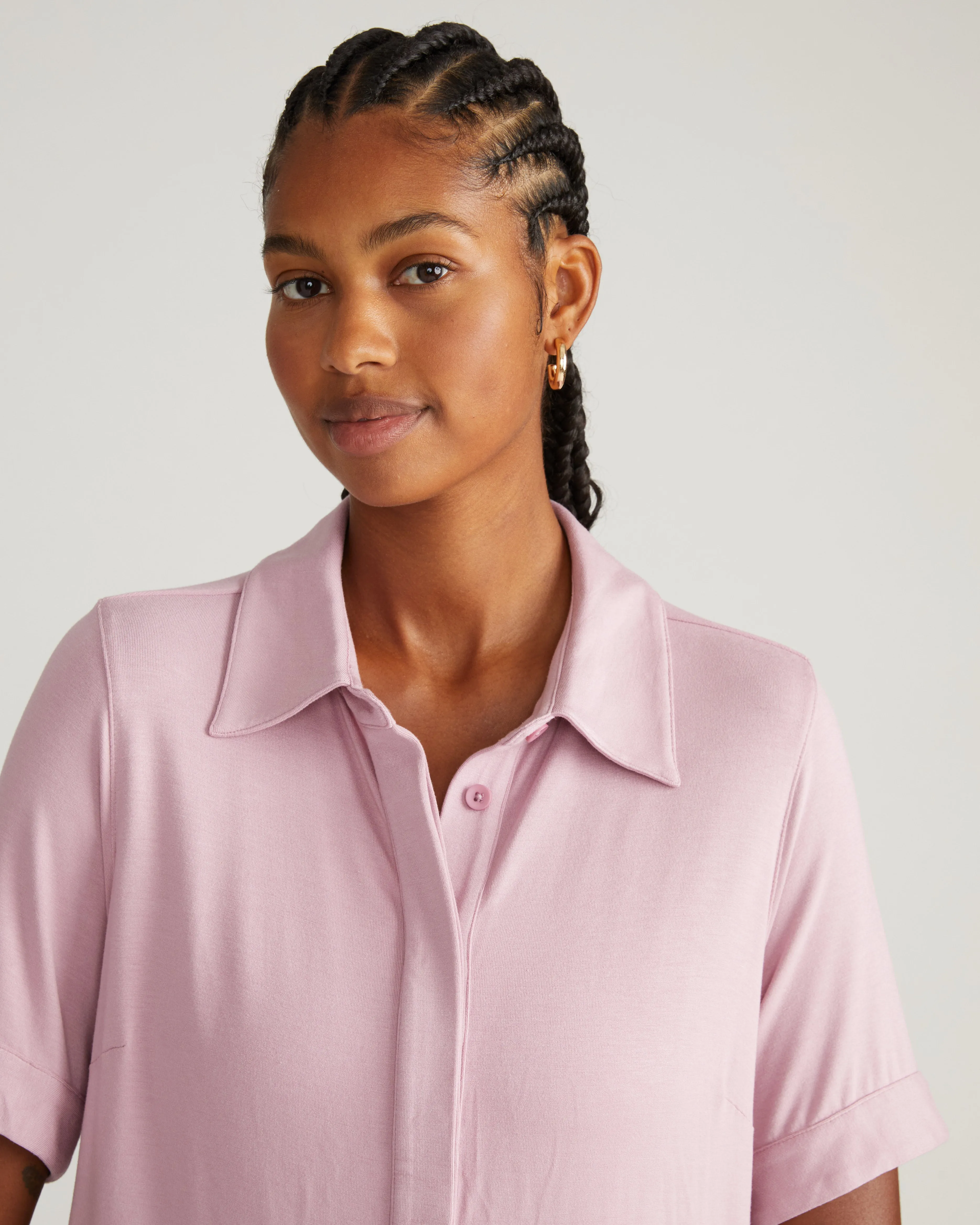 Chelsea Liquid Jersey Short Sleeve Shirt - Pale Mauve sold by Universal Standard product image thumbnail 4