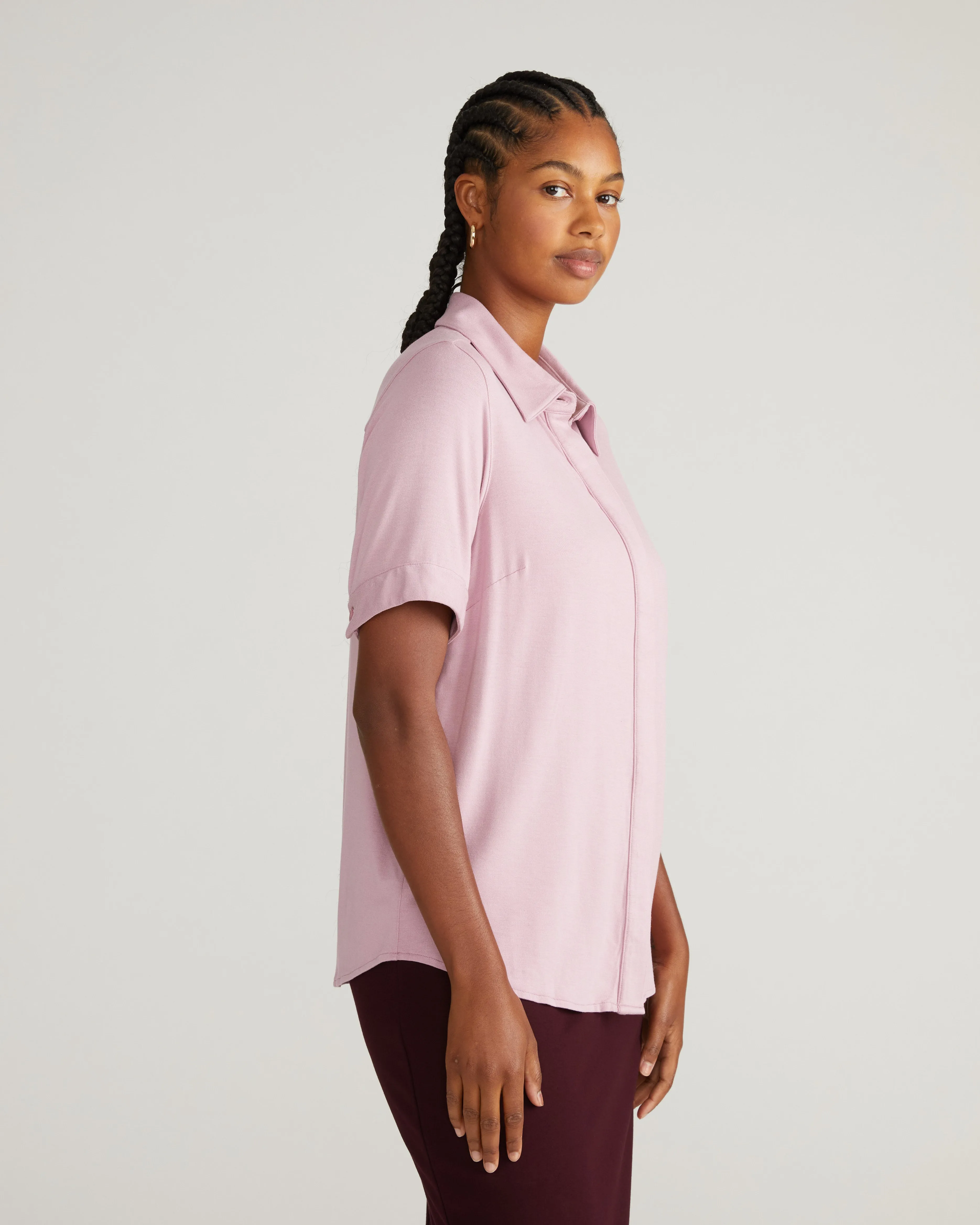 Chelsea Liquid Jersey Short Sleeve Shirt - Pale Mauve sold by Universal Standard product image thumbnail 5