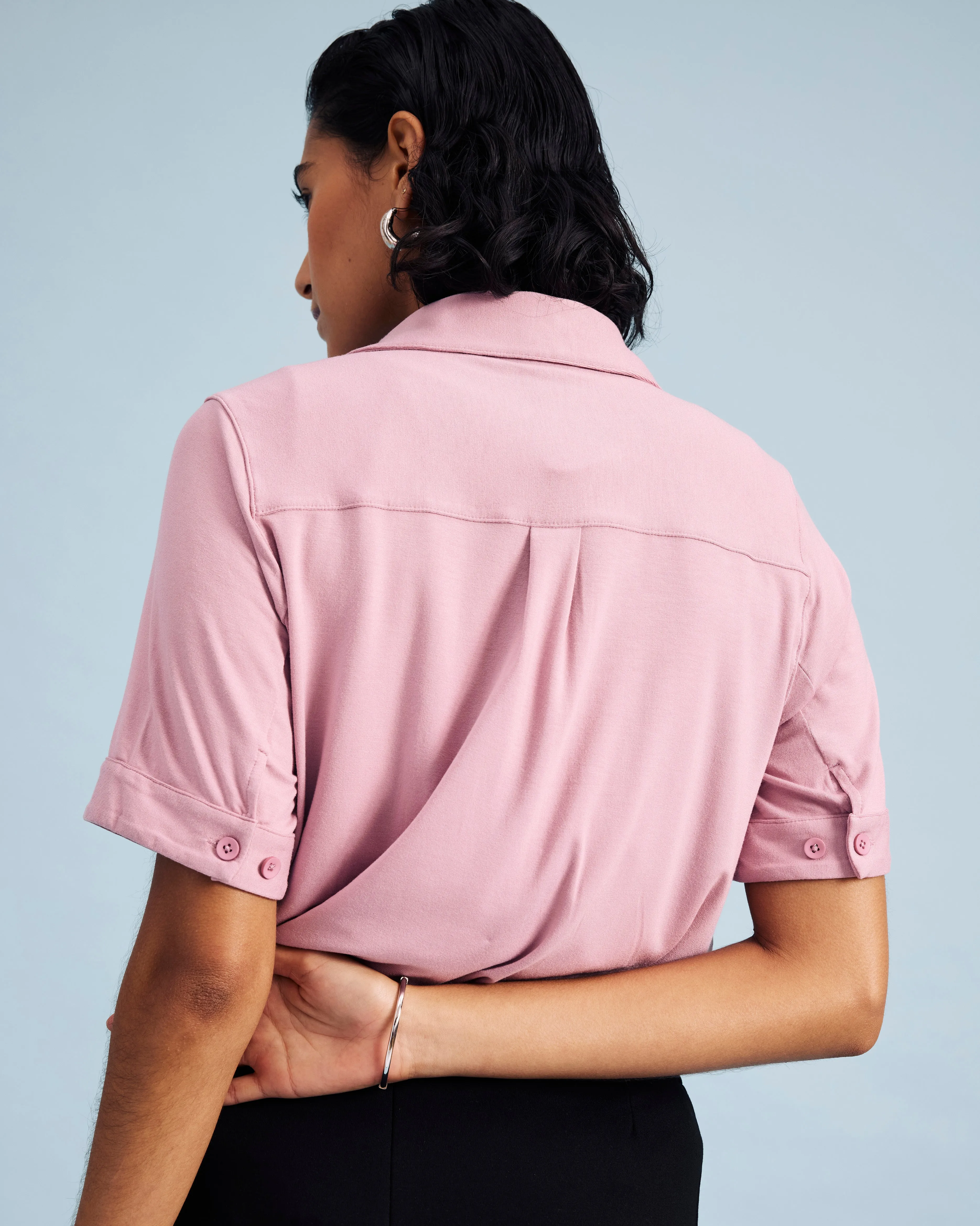 Chelsea Liquid Jersey Short Sleeve Shirt - Pale Mauve sold by Universal Standard product image thumbnail 3