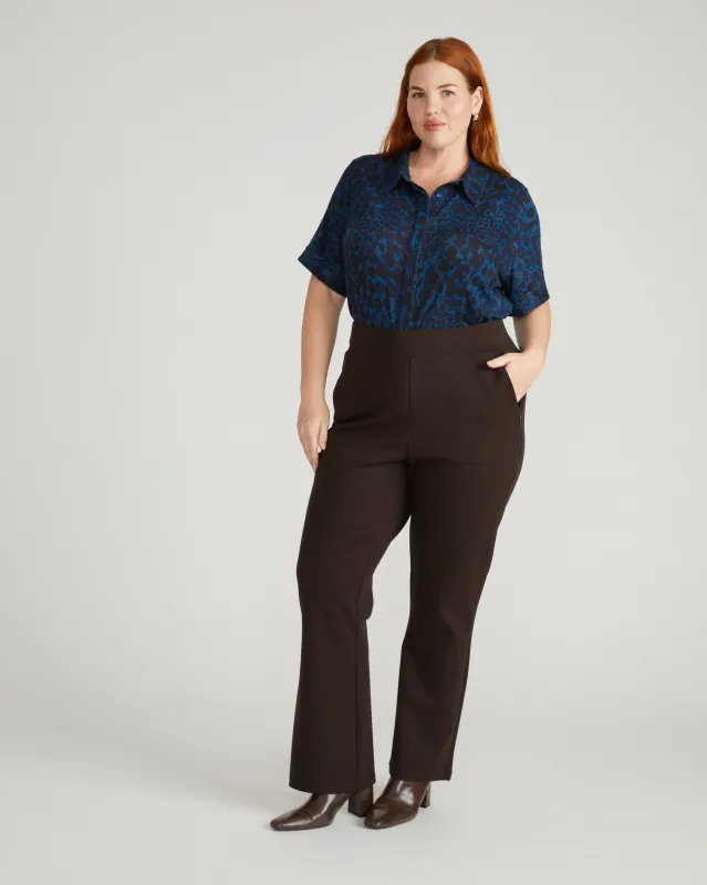 Chelsea Liquid Jersey Short Sleeve Shirt - Deep Teal Animal Print sold by Universal Standard
