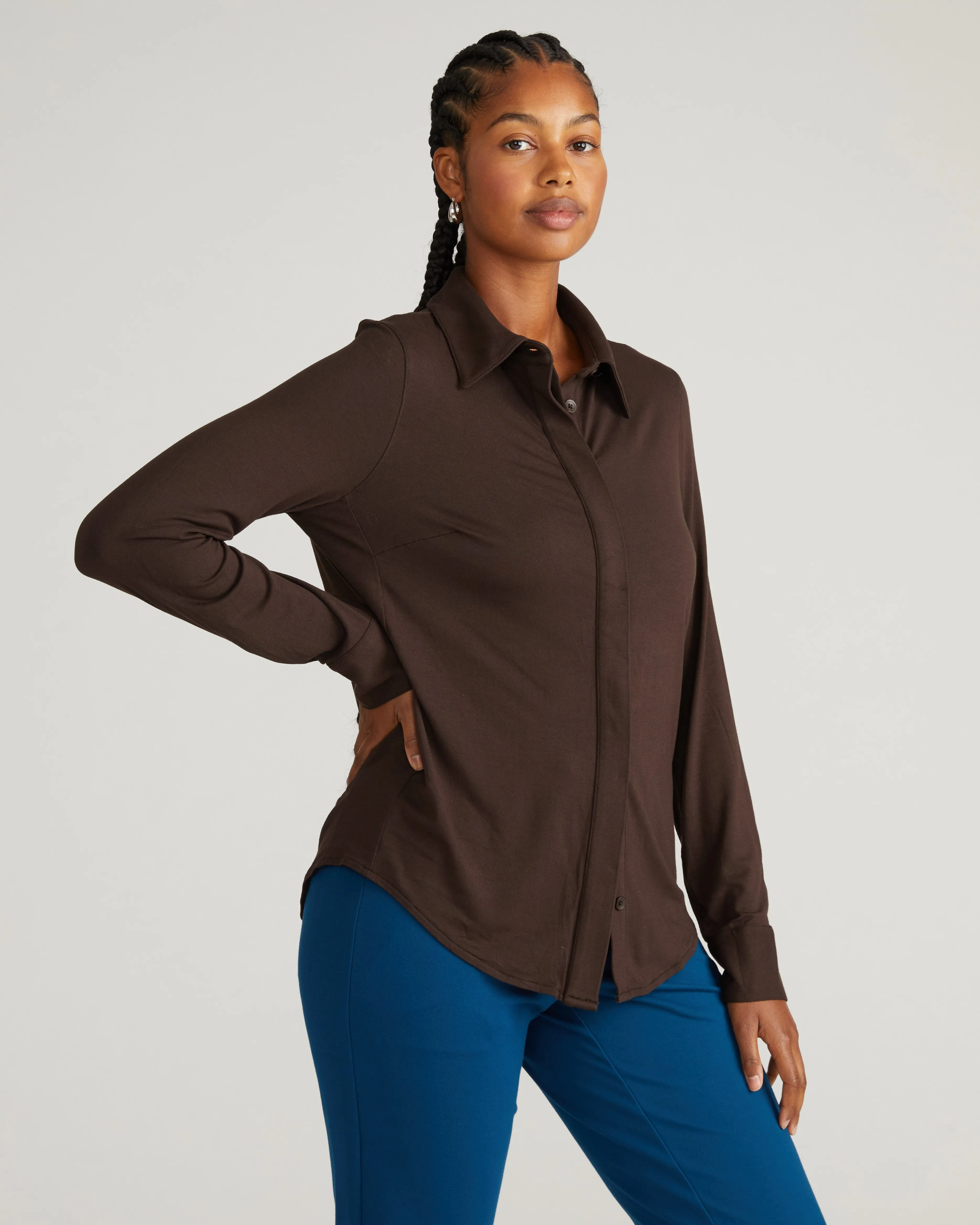 Elbe Liquid Jersey Shirt Classic Fit - Espresso sold by Universal Standard product image thumbnail 2