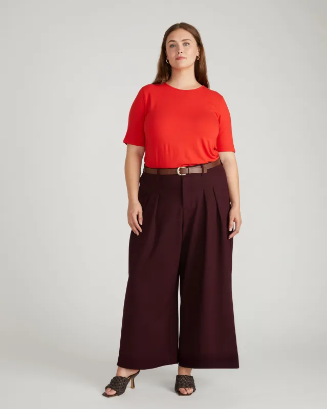 Lily Liquid Jersey Crew Neck Stovepipe Tee - Lipstick sold by Universal Standard