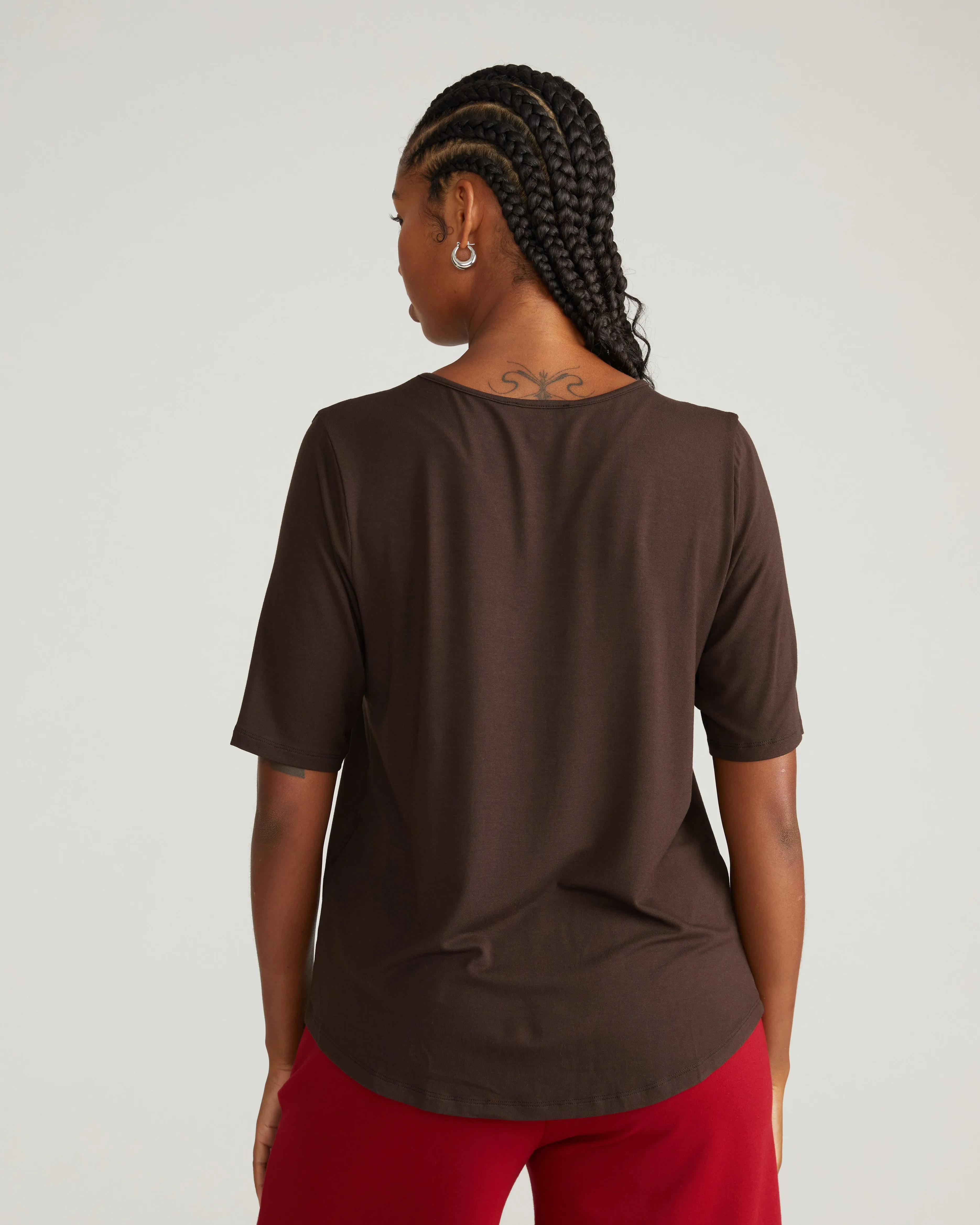 Lily Liquid Jersey Crew Neck Stovepipe Tee - Espresso sold by Universal Standard product image thumbnail 3