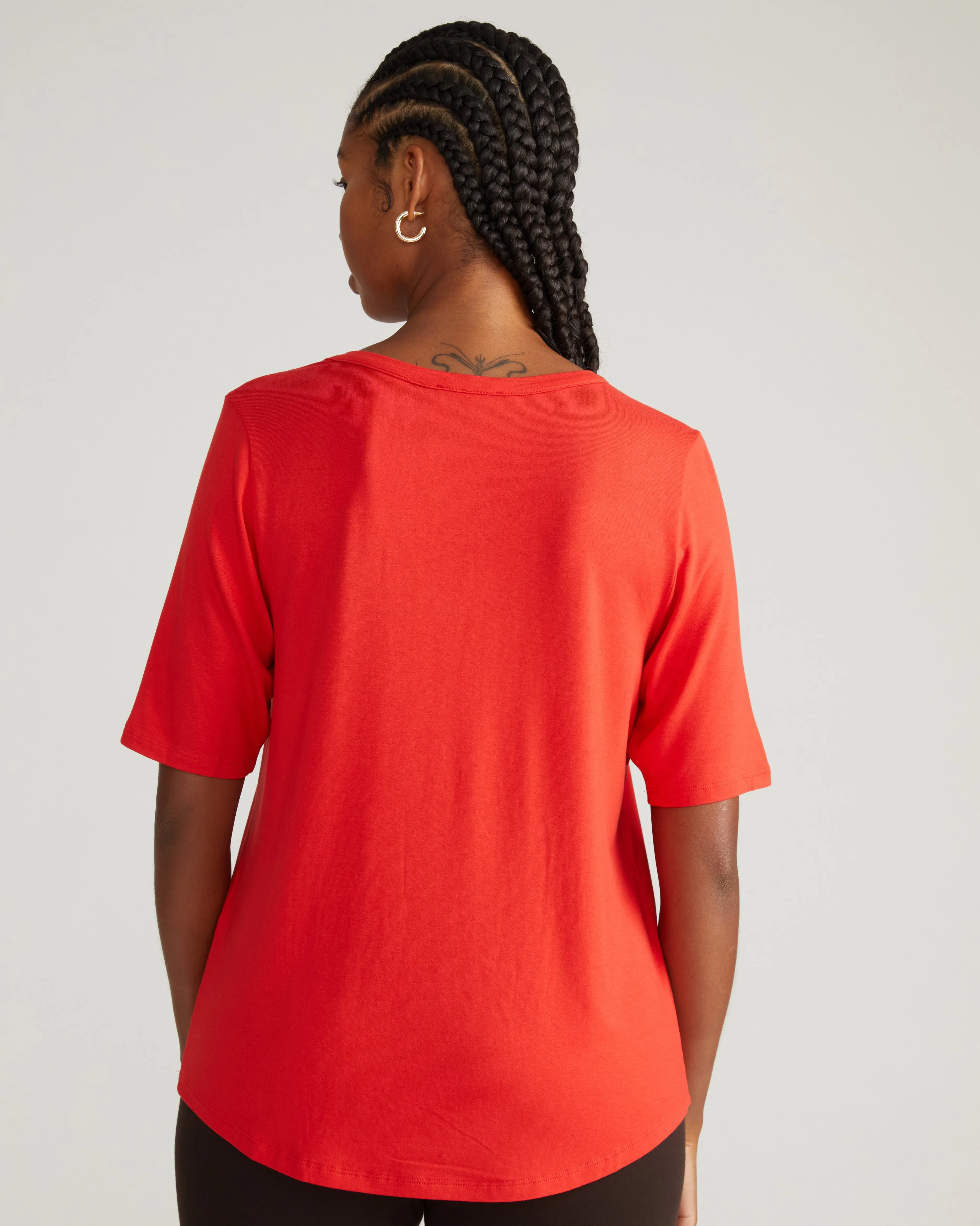 Lily Liquid Jersey V-Neck Stovepipe Tee - Lipstick sold by Universal Standard product image thumbnail 2