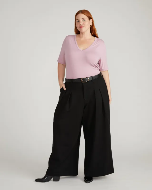 Lily Liquid Jersey V-Neck Stovepipe Tee - Pale Mauve sold by Universal Standard