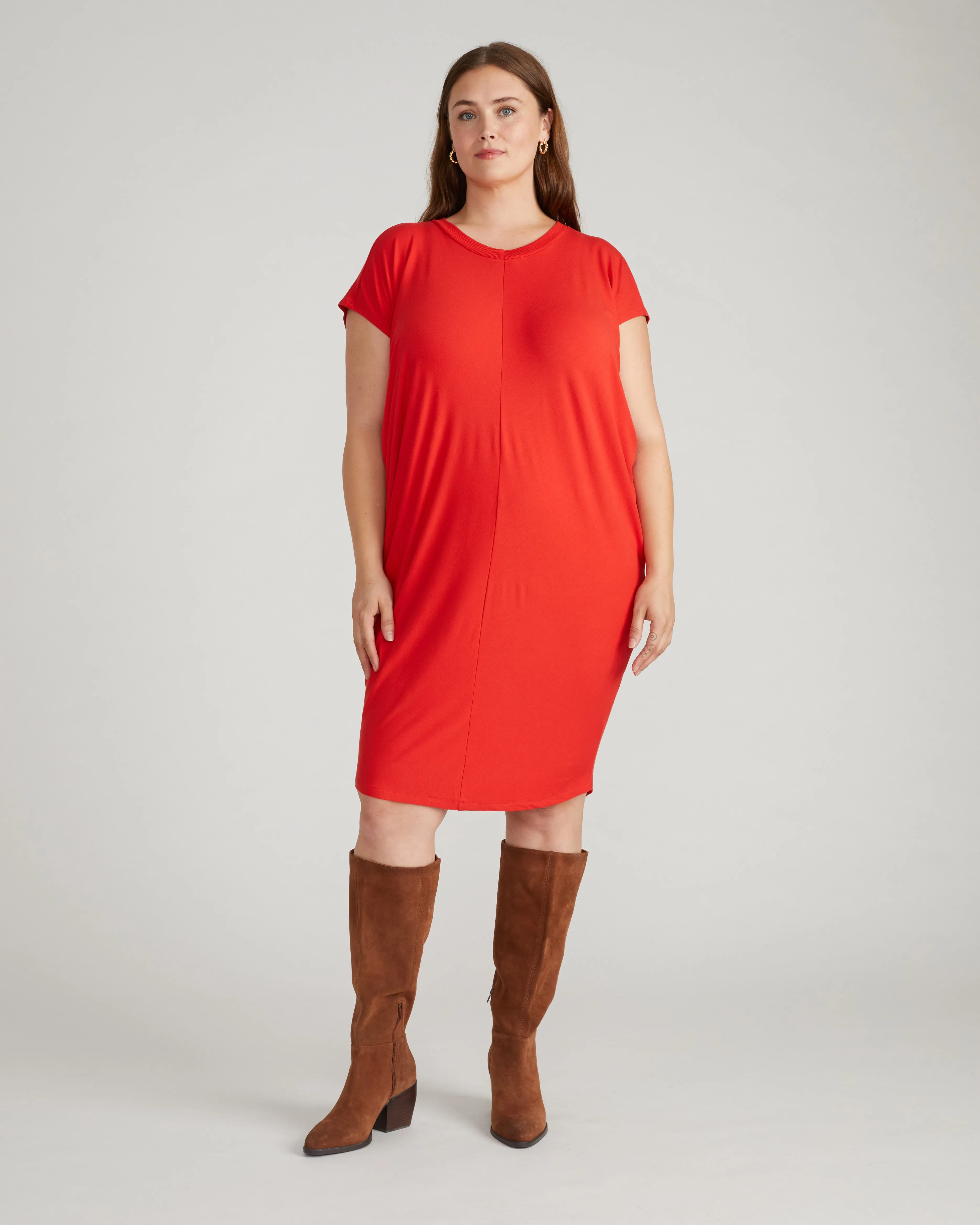 Carrera Relaxed Liquid Jersey Dress - Lipstick sold by Universal Standard