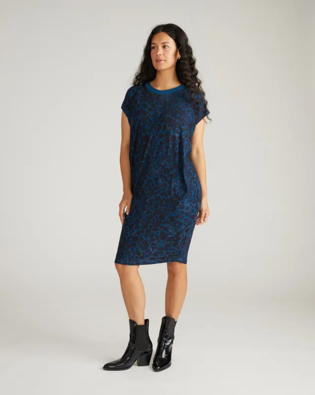 Carrera Relaxed Liquid Jersey Dress - Deep Teal Animal Print sold by Universal Standard