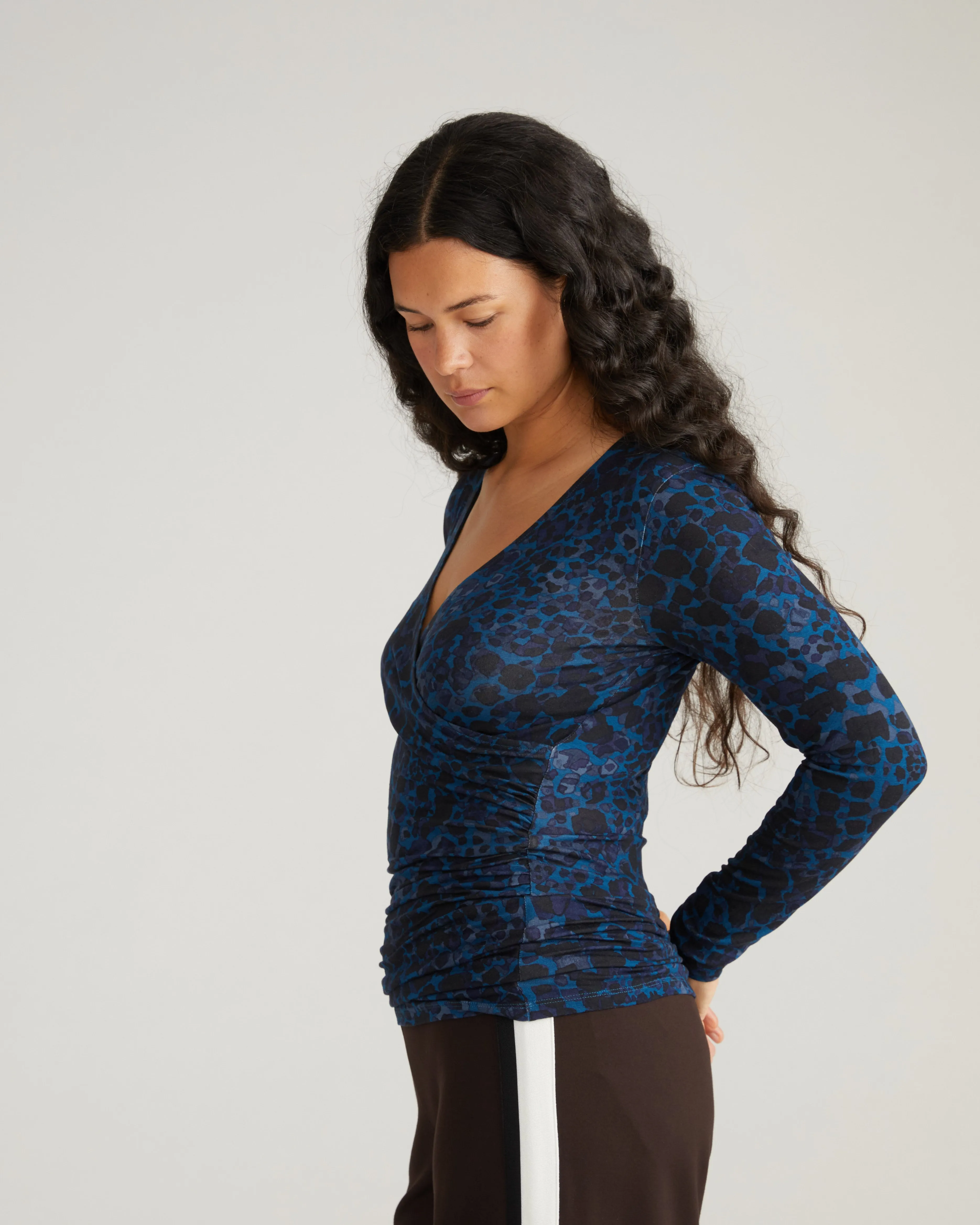 Liquid Jersey Two-Way Long Sleeve Cross Top - Deep Teal Animal Print sold by Universal Standard product image thumbnail 3