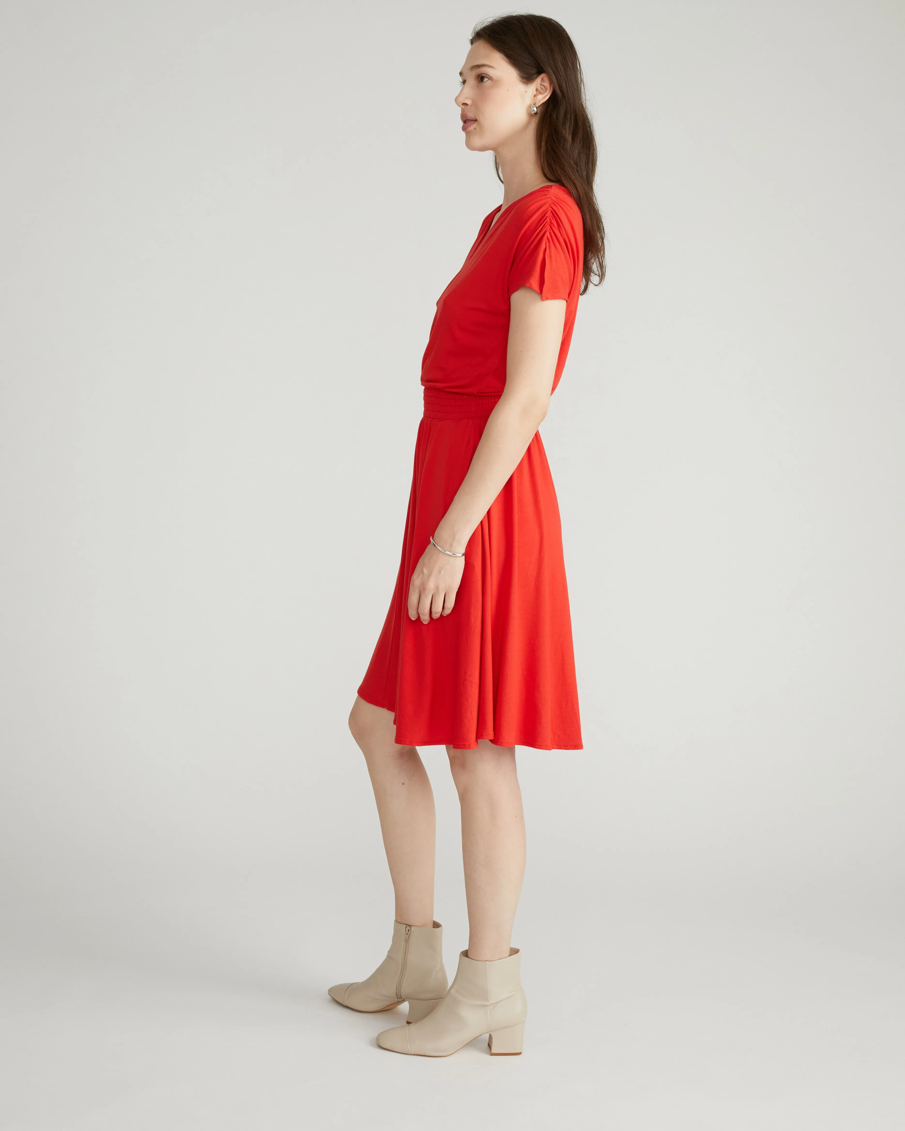 Minetta Liquid Jersey Dress - Lipstick sold by Universal Standard