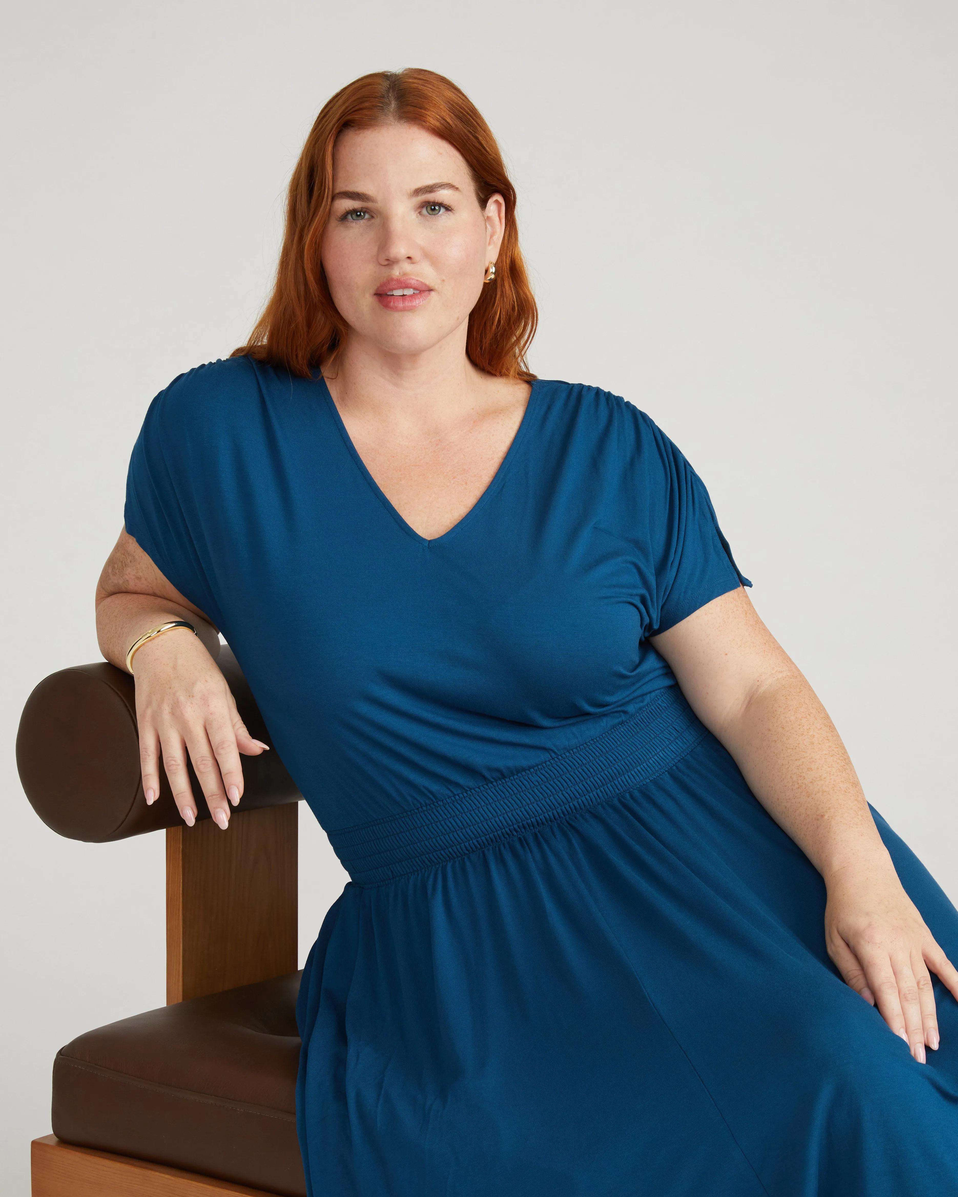 Minetta Liquid Jersey Dress - Deep Teal sold by Universal Standard
